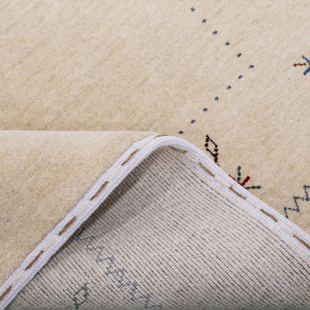 Beige Border Design Hand Loomed Wool Area Rug