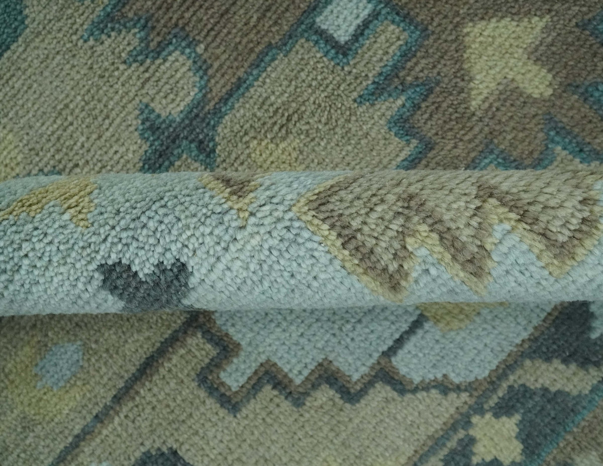 Beige, Brown and Silver Hand Knotted Traditional Multi size wool Area Rug