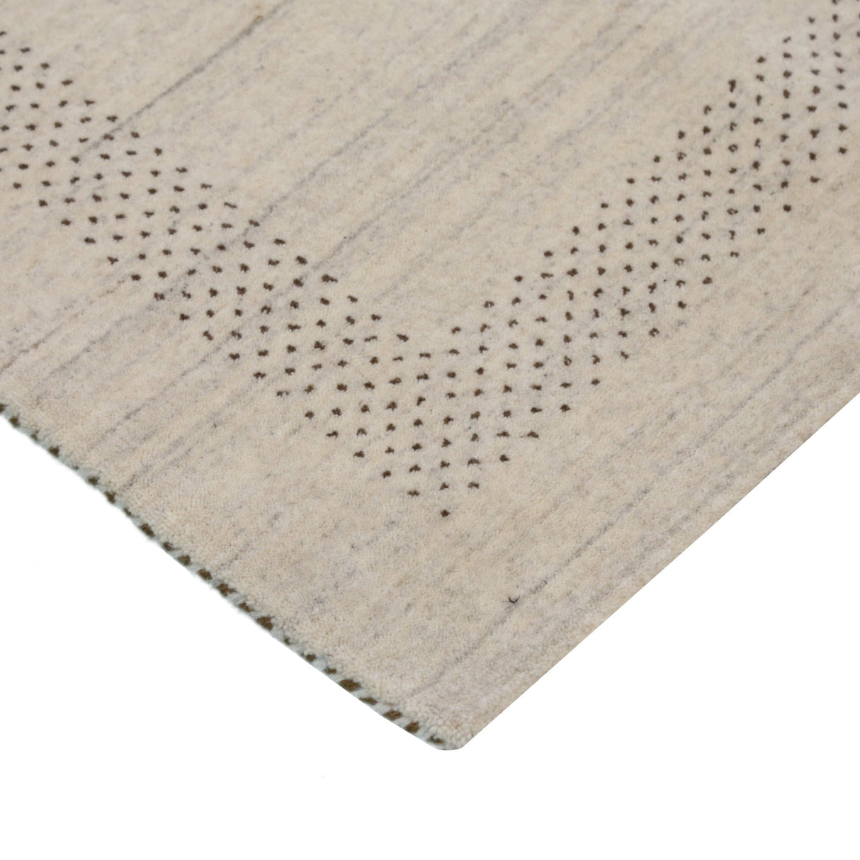Beige Center Pattern Design Hand Loomed Wool Area Rug