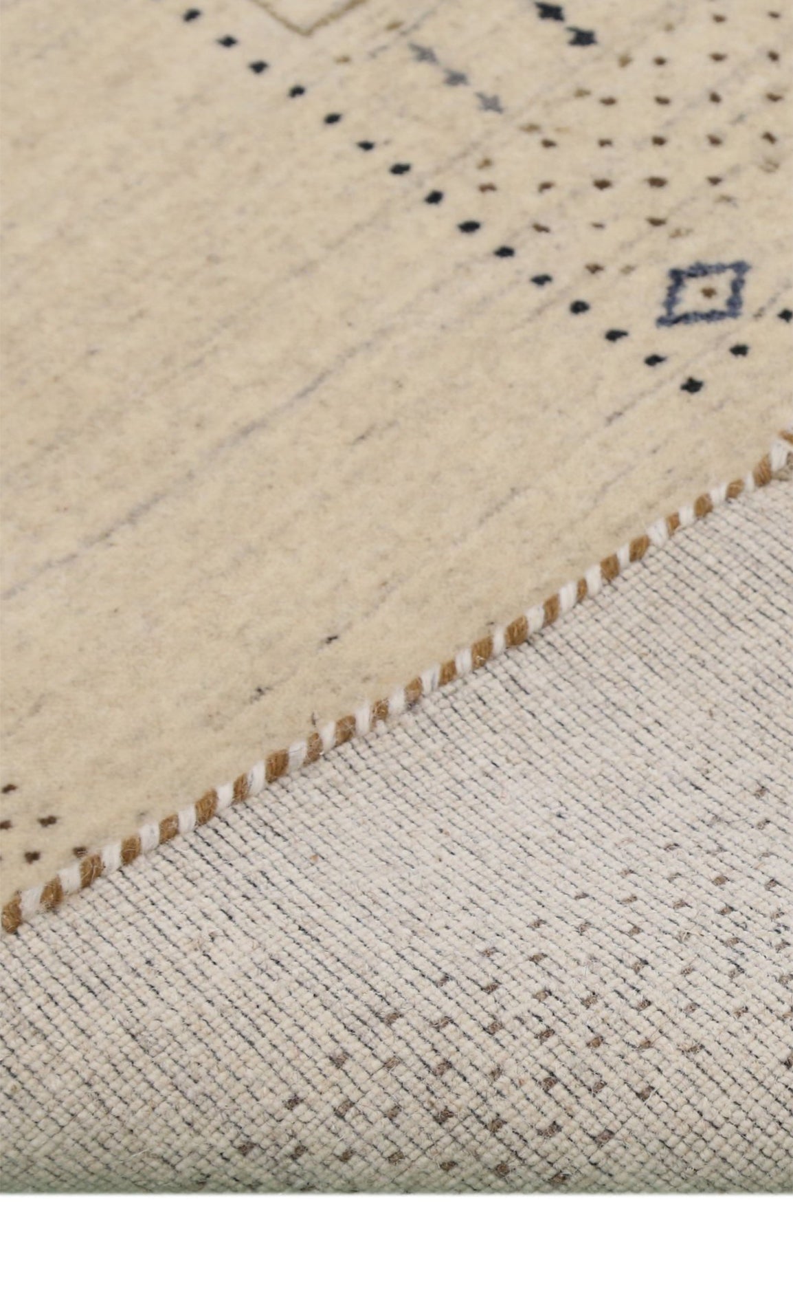 Beige Center Pattern Design Hand Loomed Wool Area Rug