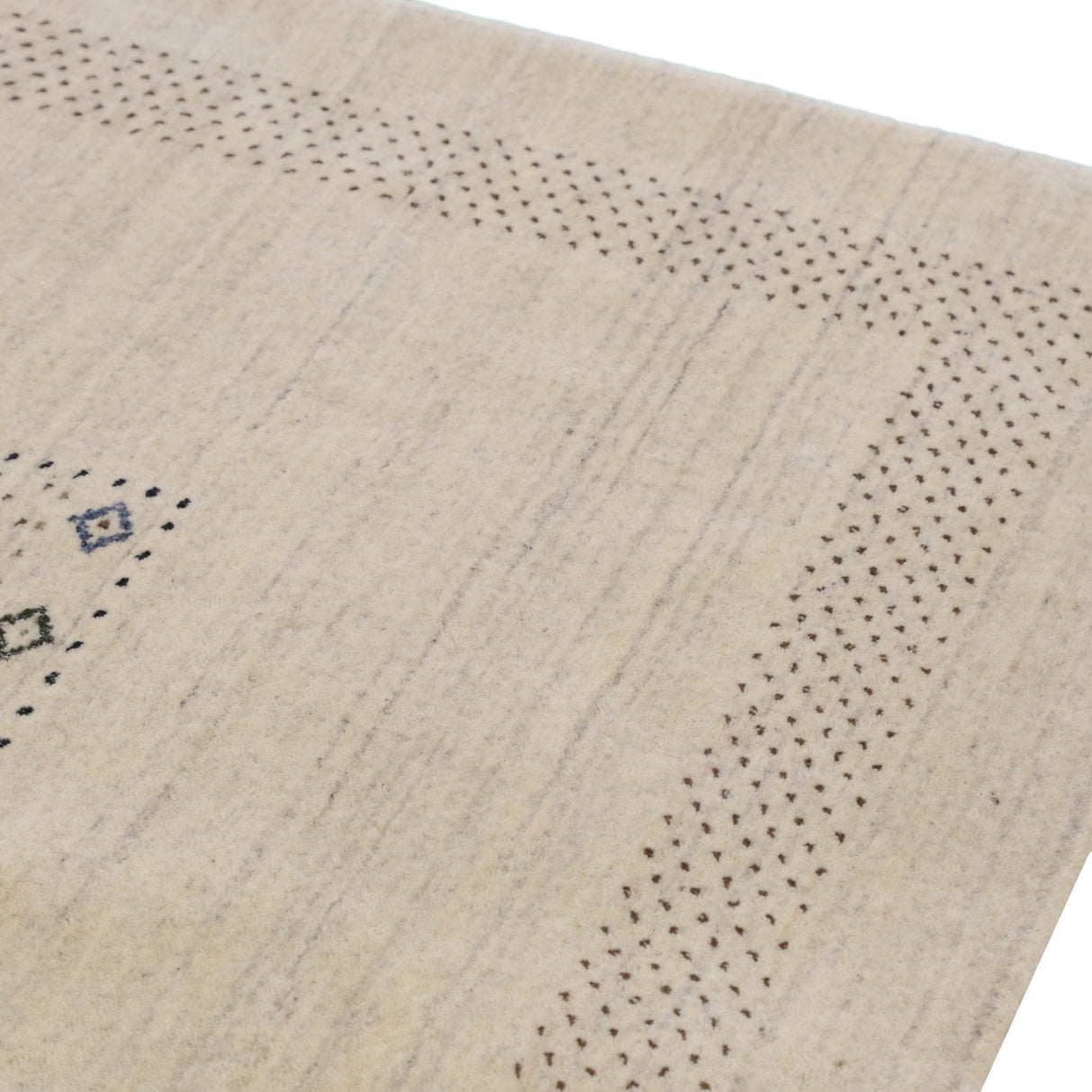 Beige Center Pattern Design Hand Loomed Wool Area Rug