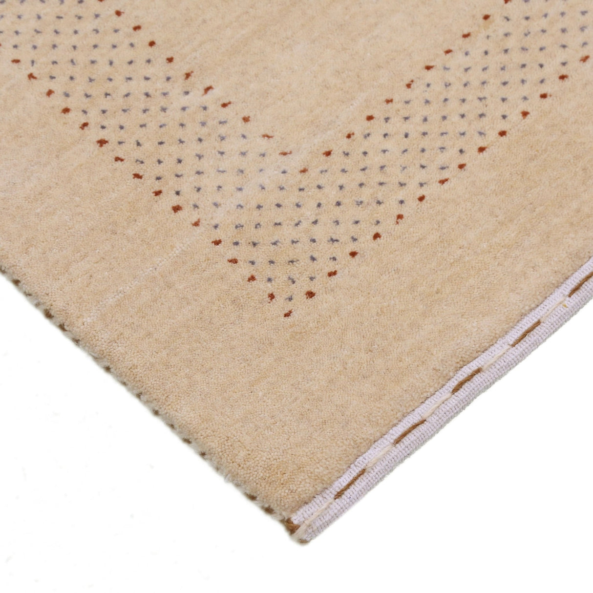 Beige Center Pattern Hand Loomed Wool Area Rug