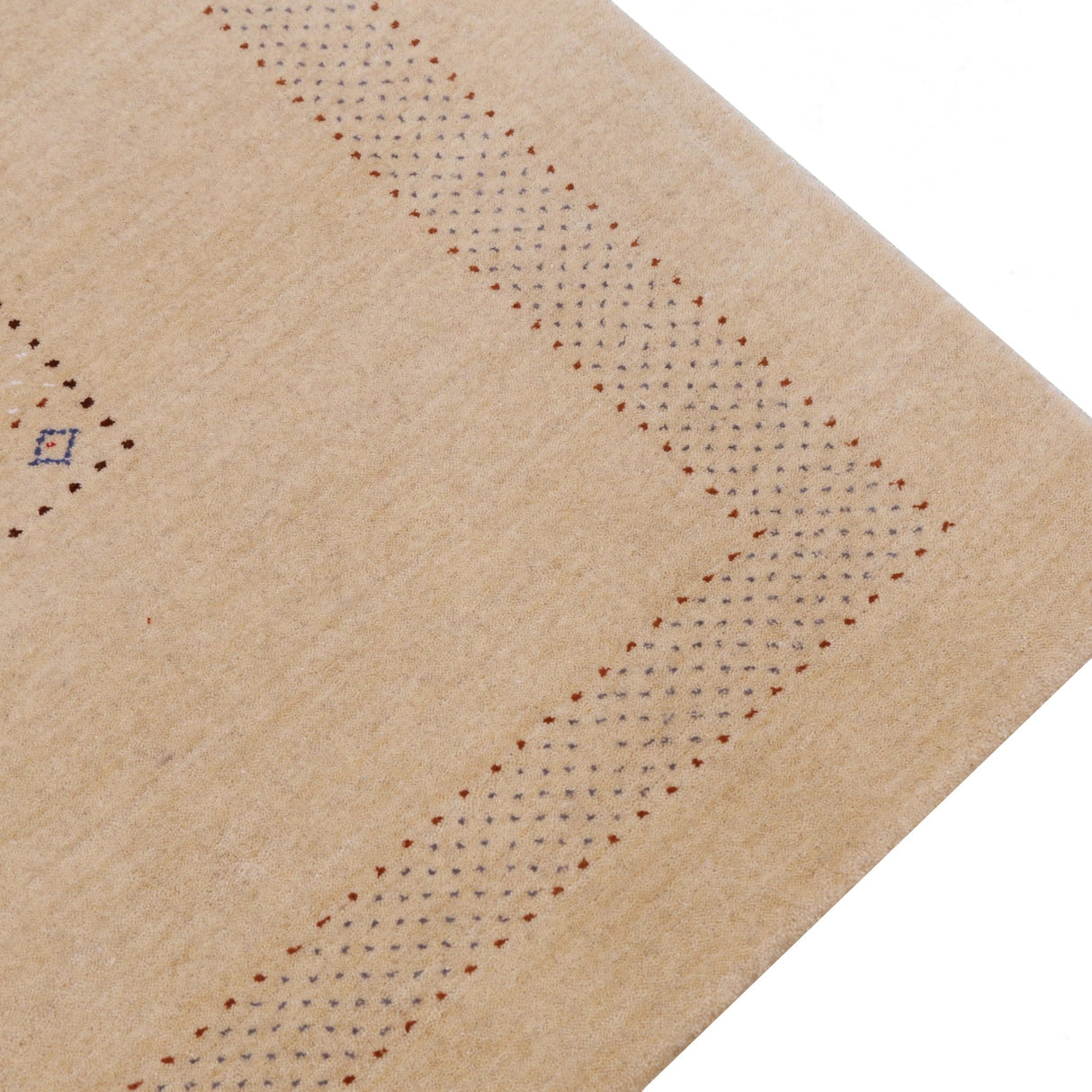 Beige Center Pattern Hand Loomed Wool Area Rug