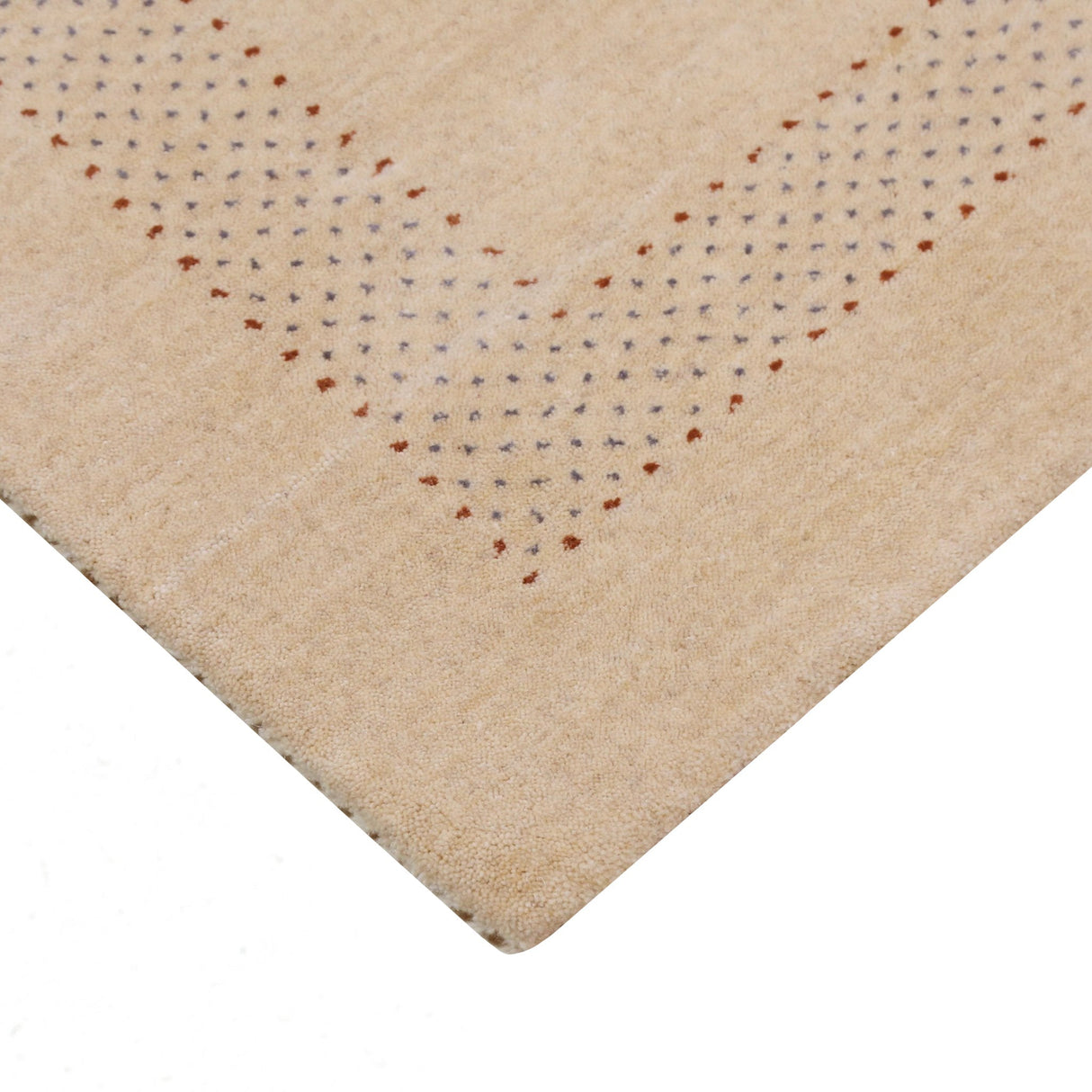Beige Center Pattern Hand Loomed Wool Area Rug