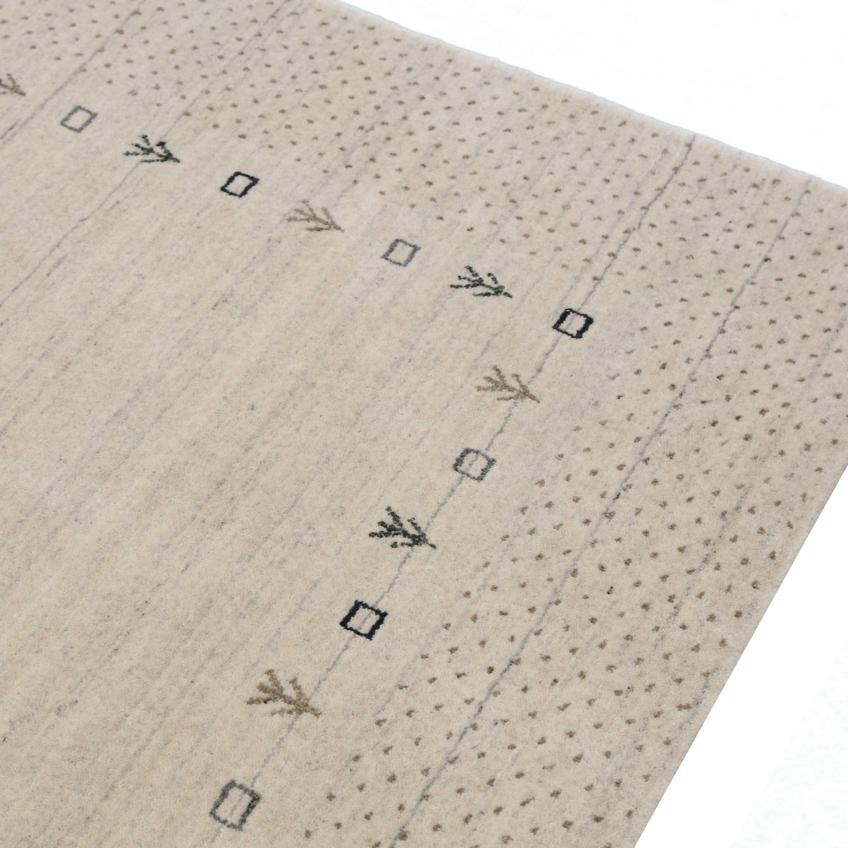 Beige Contemporary Gabbeh Border Design Hand Loomed Wool Rug