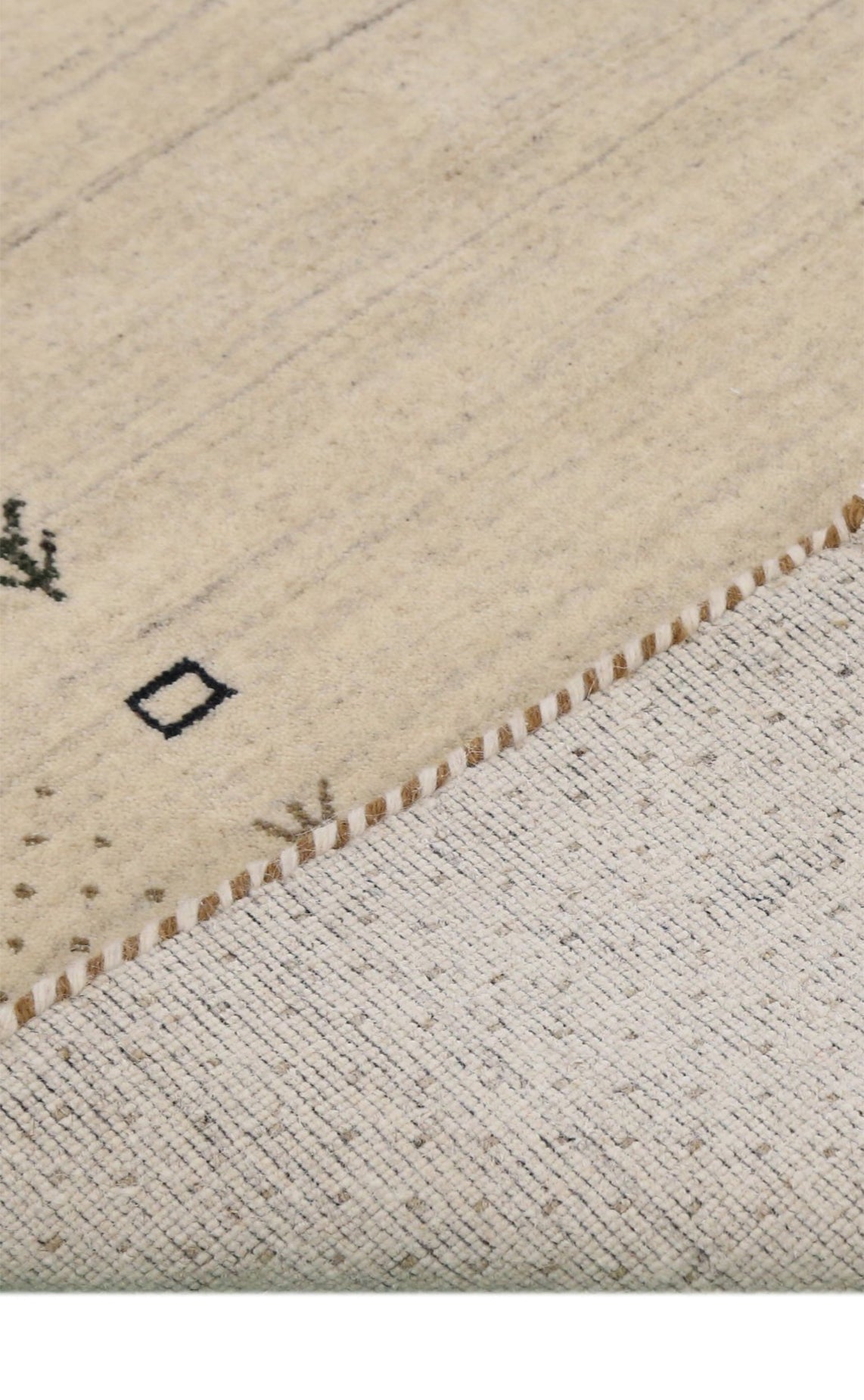 Beige Contemporary Gabbeh Border Design Hand Loomed Wool Rug