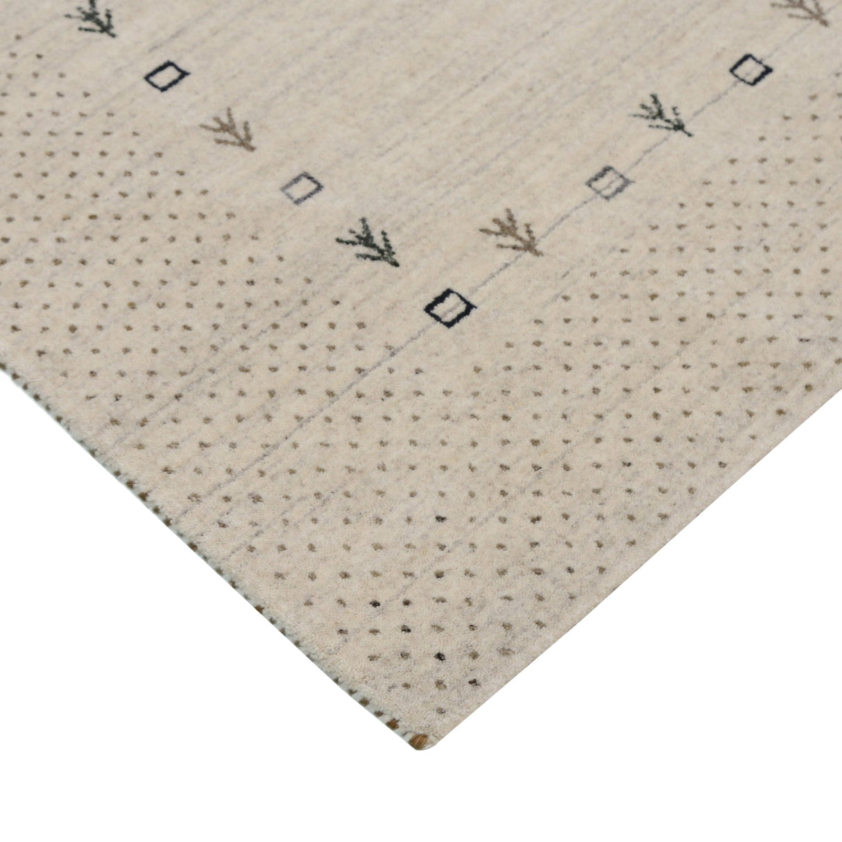 Beige Contemporary Gabbeh Border Design Hand Loomed Wool Rug