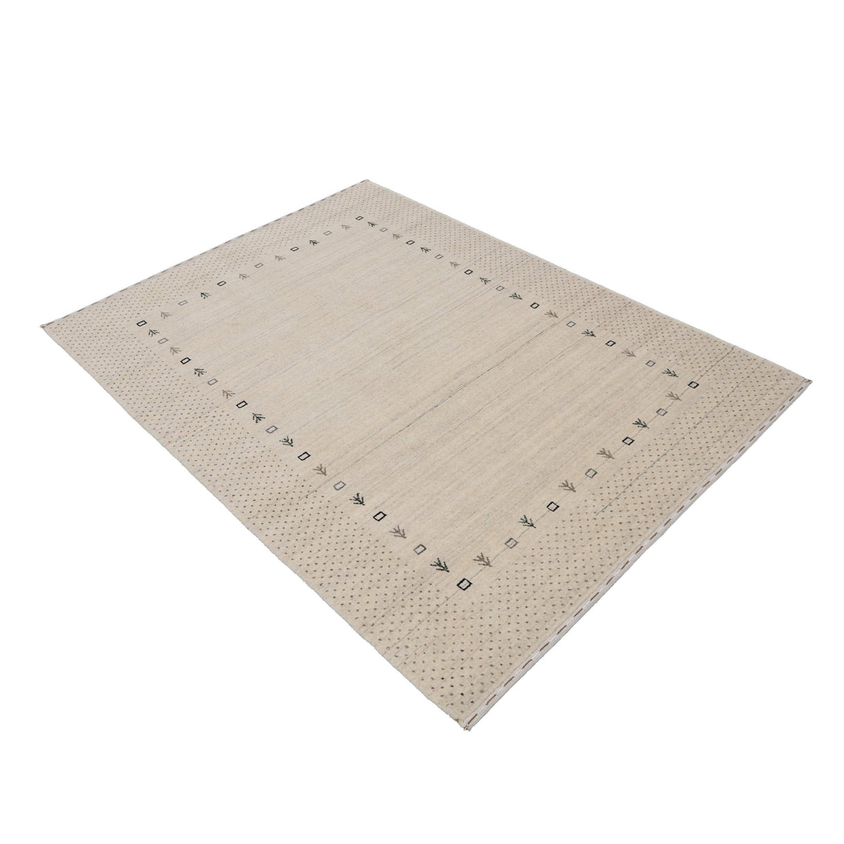 Beige Contemporary Gabbeh Border Design Hand Loomed Wool Rug
