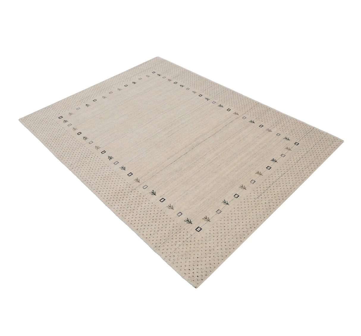 Beige Contemporary Gabbeh Border Design Hand Loomed Wool Rug