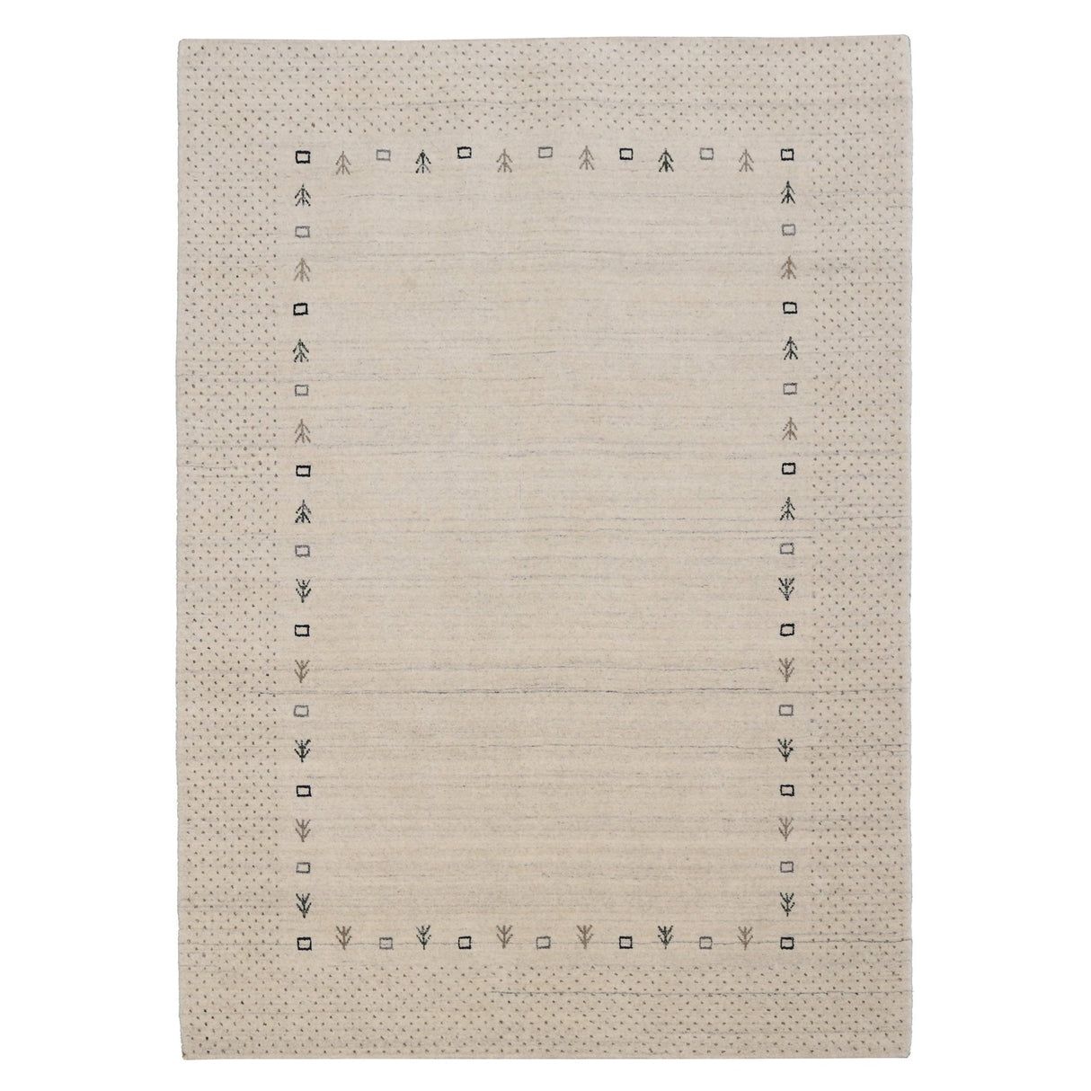 Beige Contemporary Gabbeh Border Design Hand Loomed Wool Rug