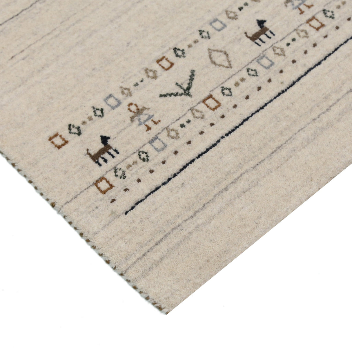 Beige Contemporary Pattern Hand Loomed Wool Area Rug