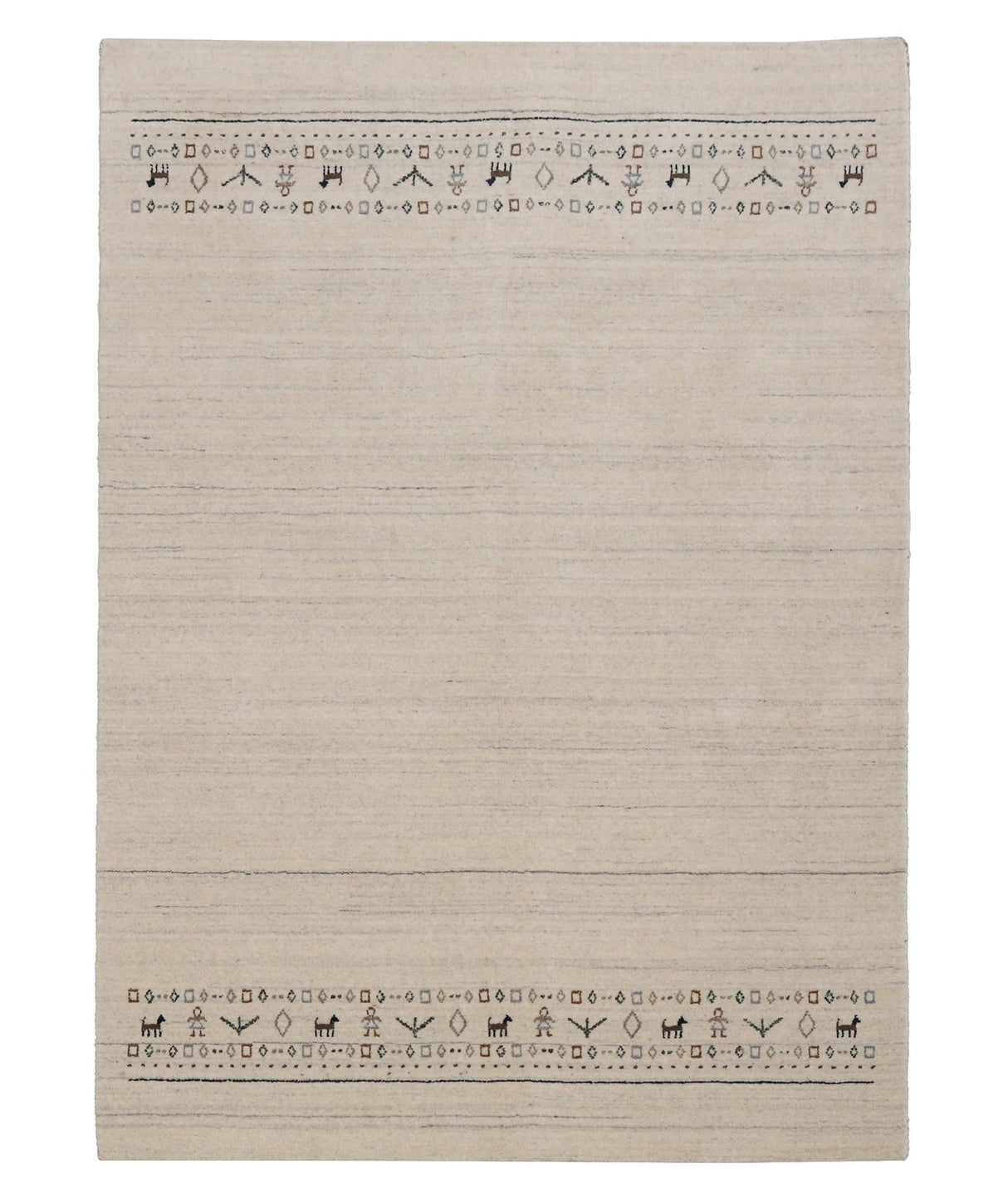 Beige Contemporary Pattern Hand Loomed Wool Area Rug