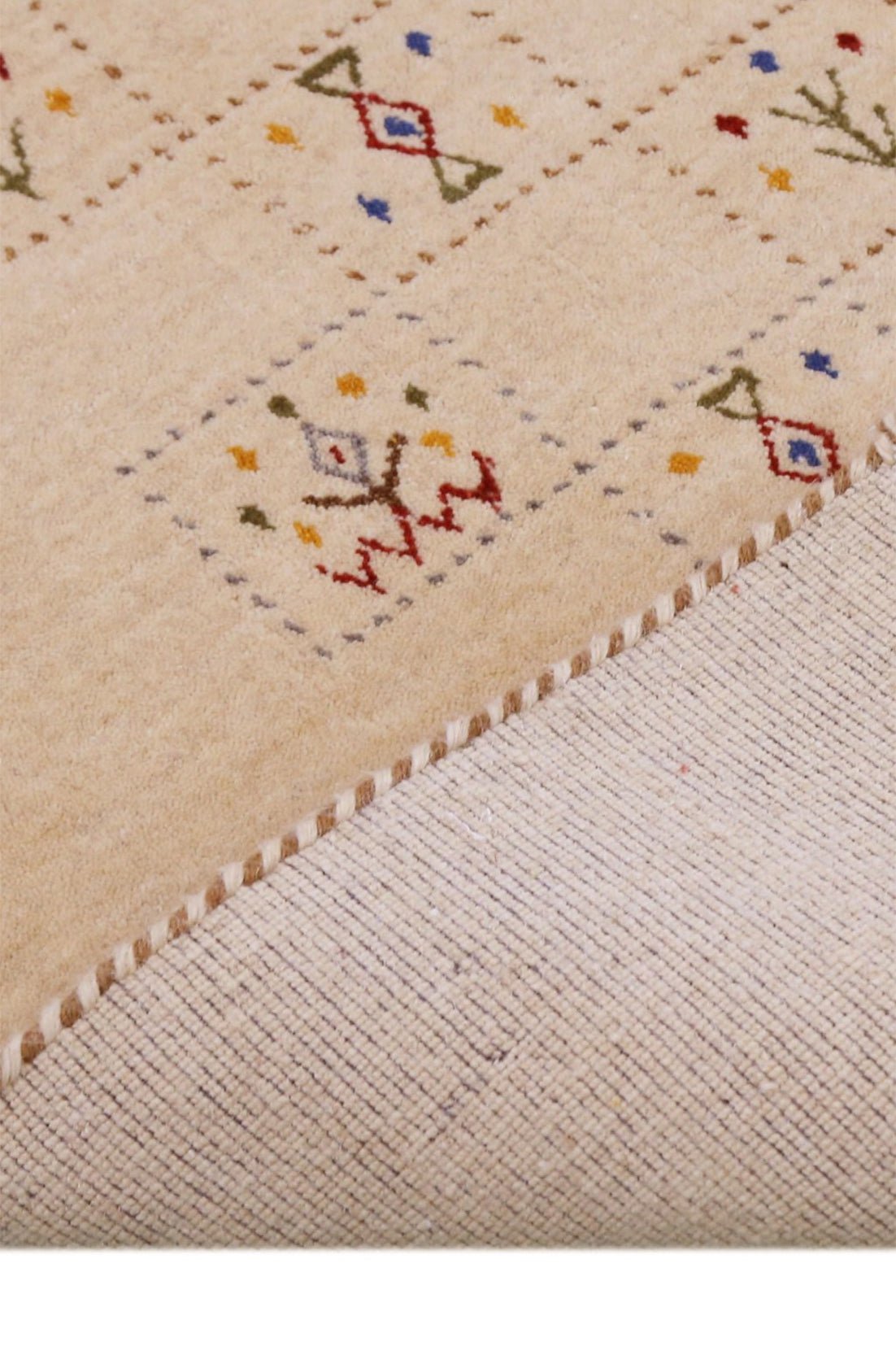 Beige Contemporary Tribal Design Hand Loomed Wool Rug