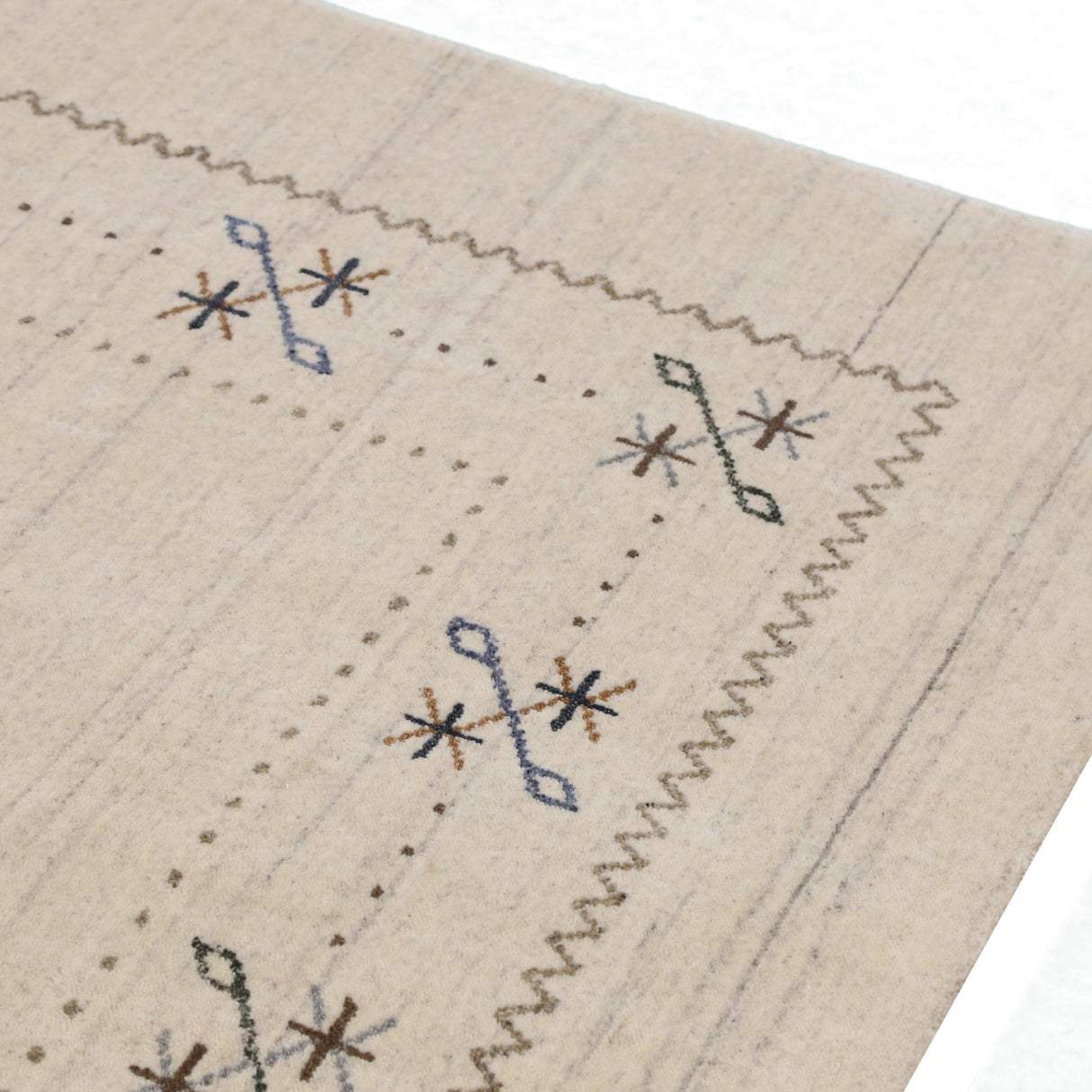 Beige Gabbeh Border Design Hand Loomed Wool Area Rug