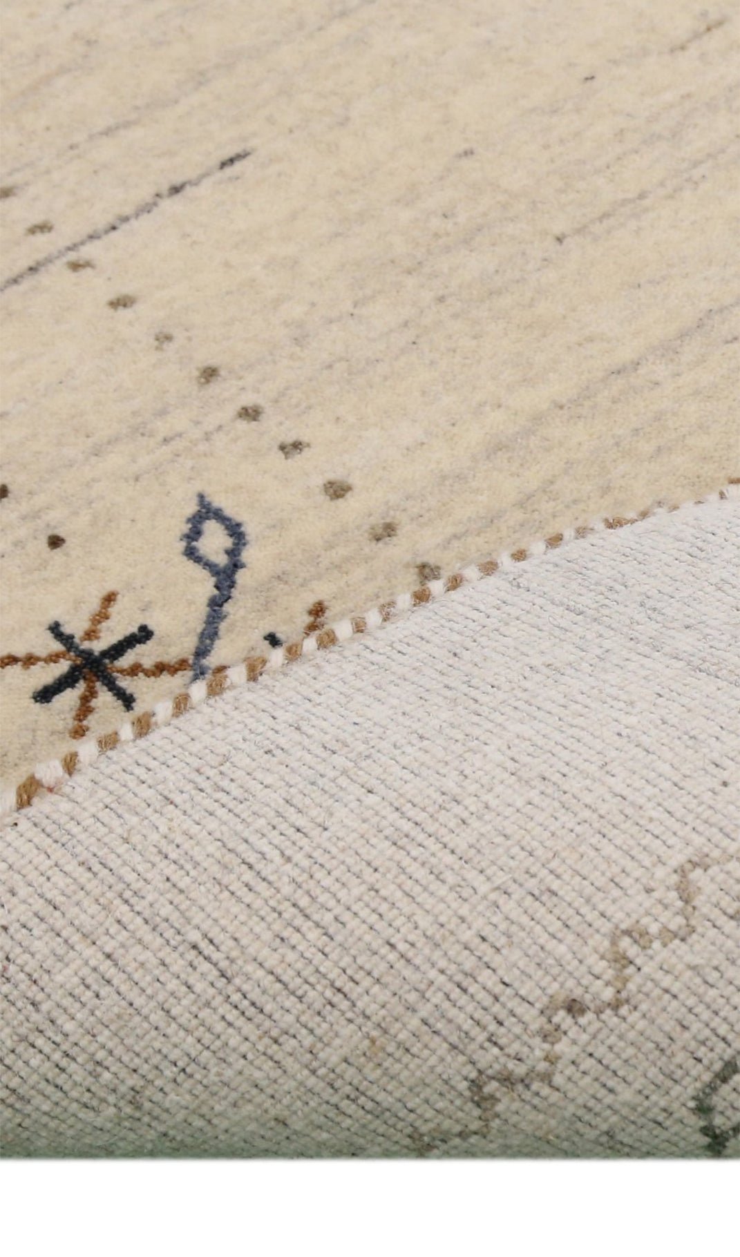 Beige Gabbeh Border Design Hand Loomed Wool Area Rug