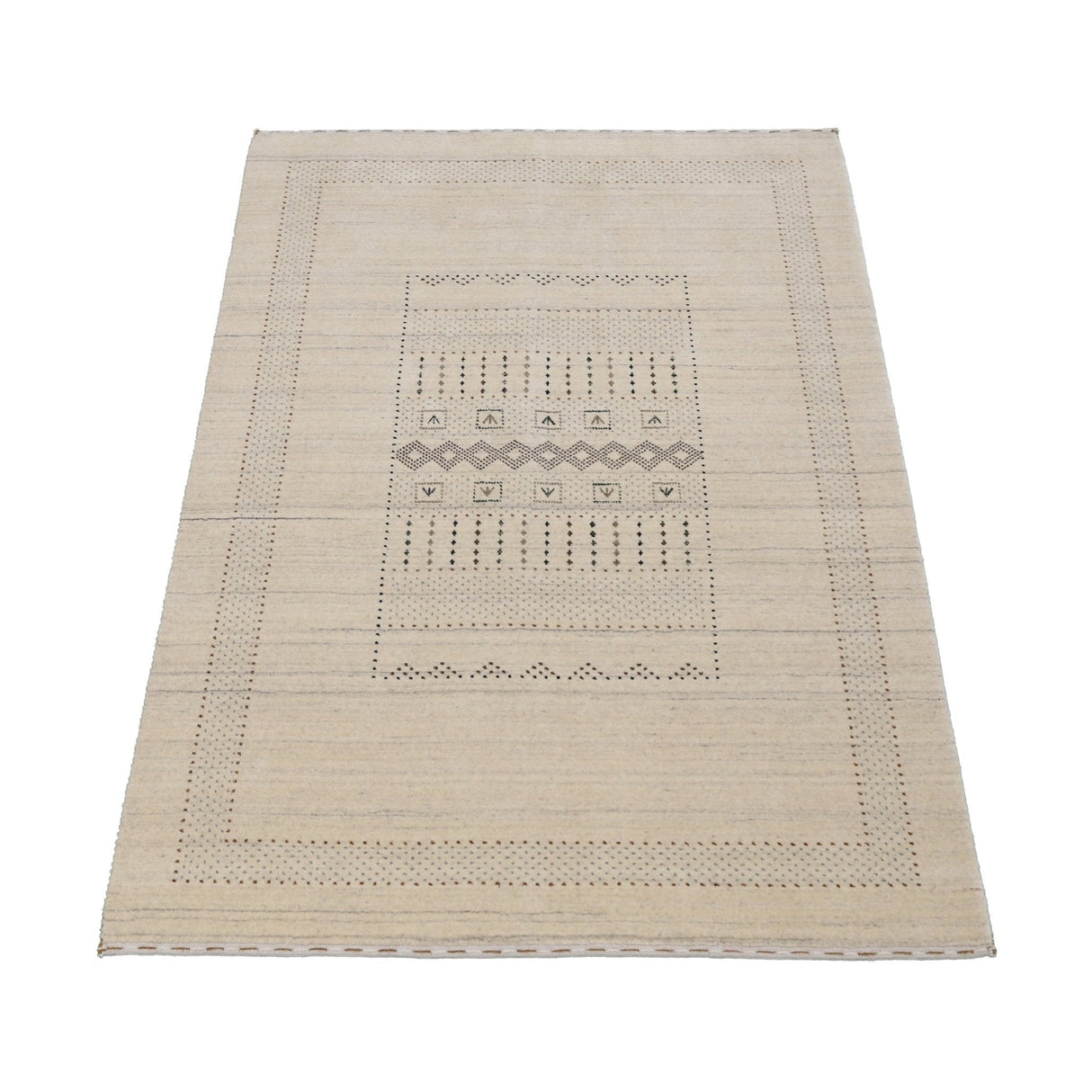 Beige Gabbeh Design Hand Loomed Wool Area Rug