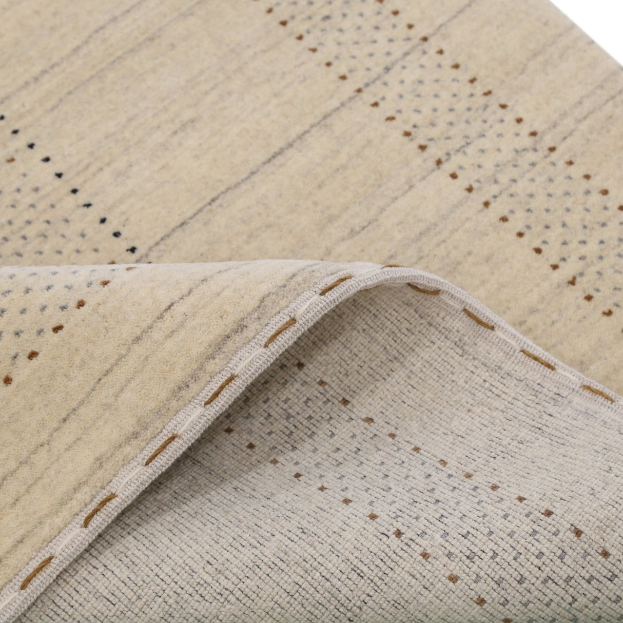 Beige Gabbeh Design Hand Loomed Wool Area Rug