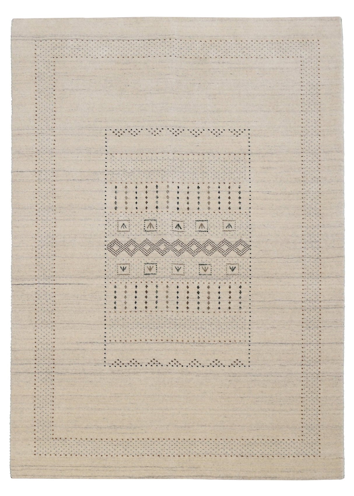 Beige Gabbeh Design Hand Loomed Wool Area Rug