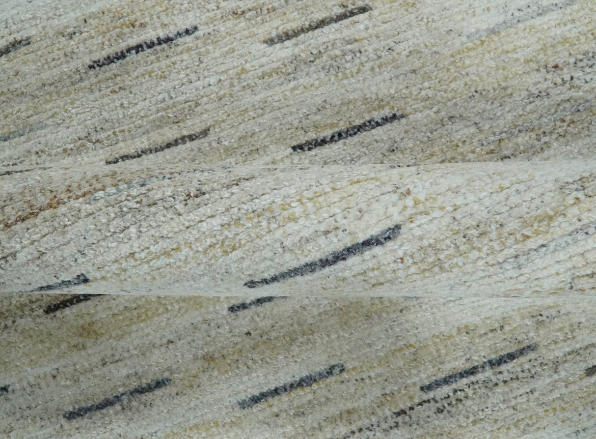 Beige, Ivory and Charcoal Modern Stripes Design 5x8 Dari Pet yard Area Rug