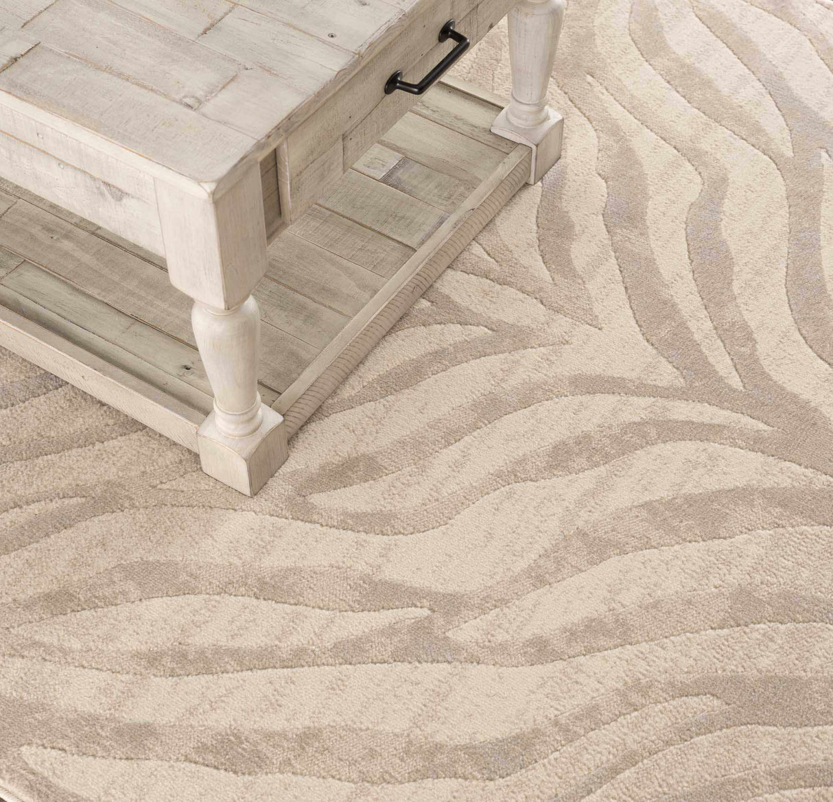 Beige Manteca Zebra Print Area Rug-Rugs-Parc Decor