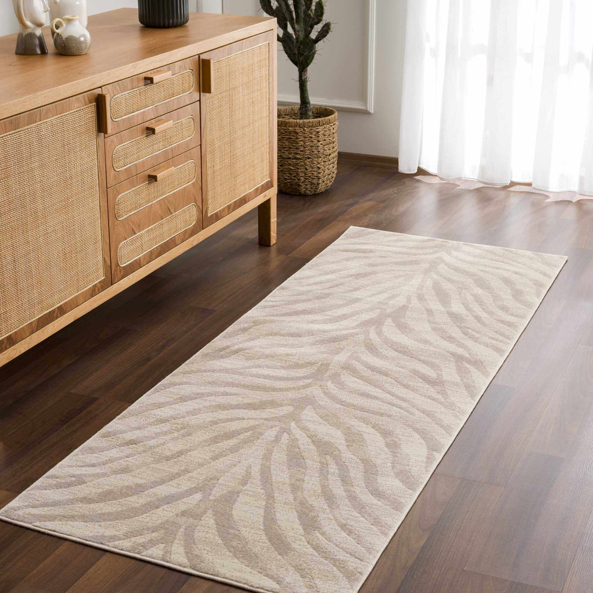 Beige Manteca Zebra Print Area Rug-Rugs-Parc Decor