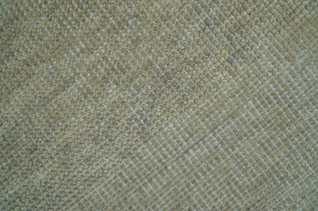 Beige Modern Solid Design Hand Knotted Wool Area Rug