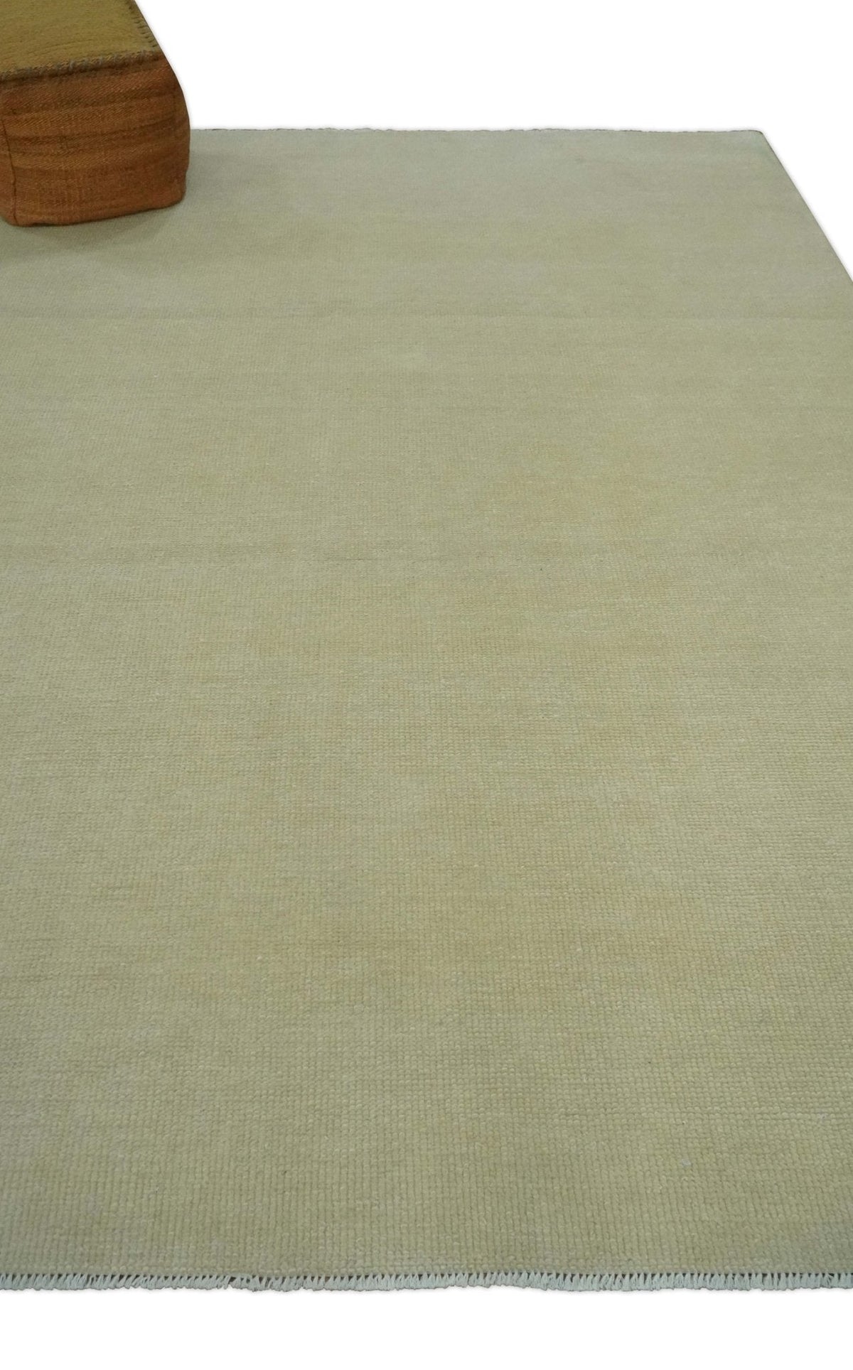 Beige Modern Solid Hand knotted 8x10 wool Area Rug