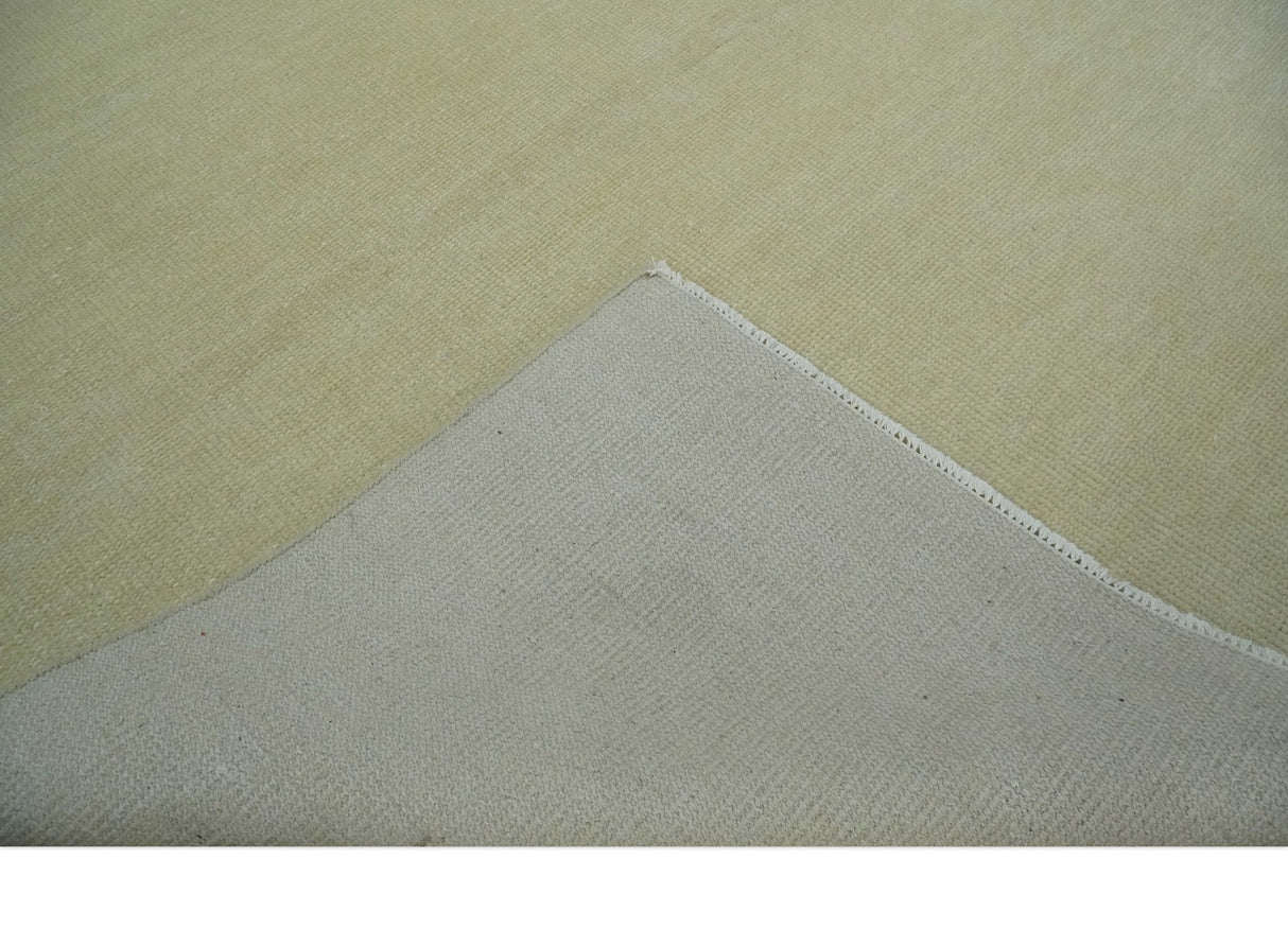 Beige Modern Solid Hand knotted 8x10 wool Area Rug