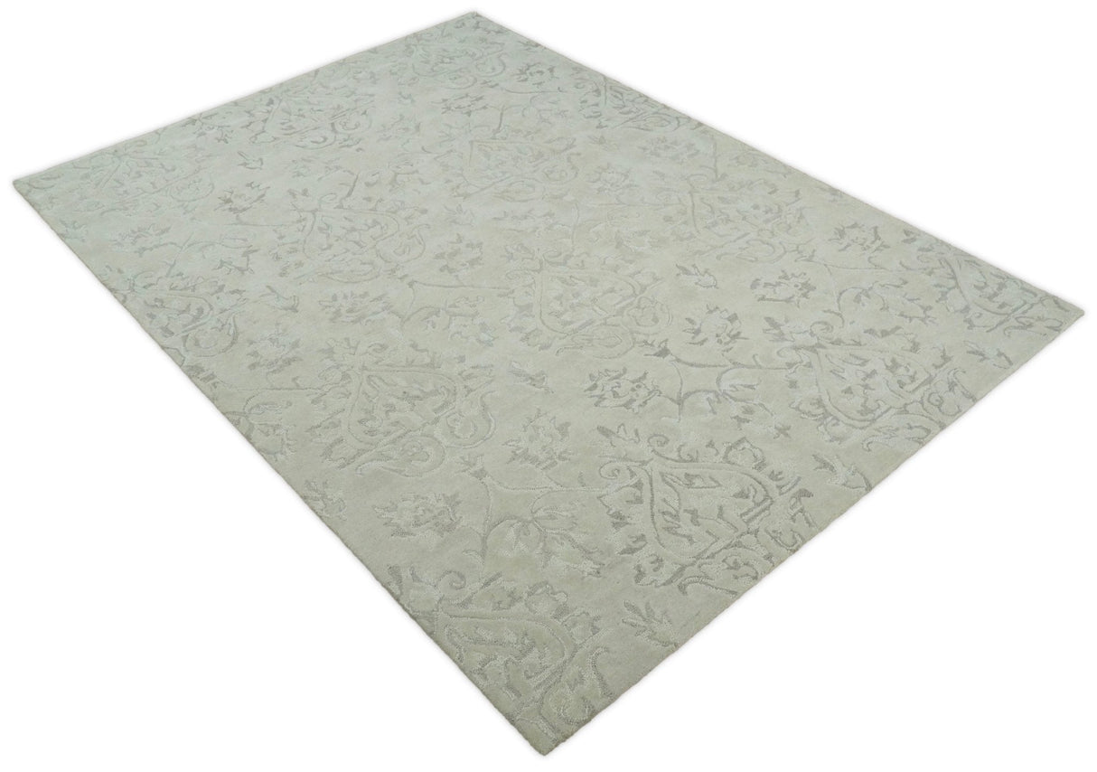 Beige Modern Style Hand Tufted 5x8 Wool Area Rug