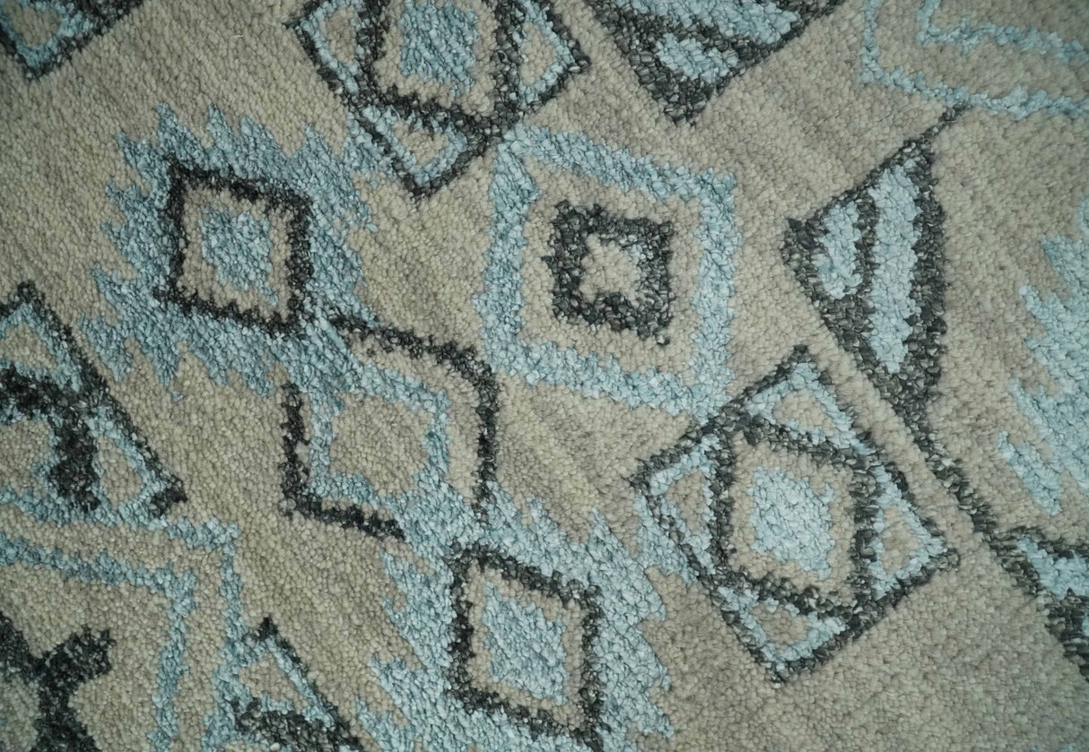 Beige, Silver and Charcoal Hand Knotted Traditional Mamluk design 5x8 wool Area Rug