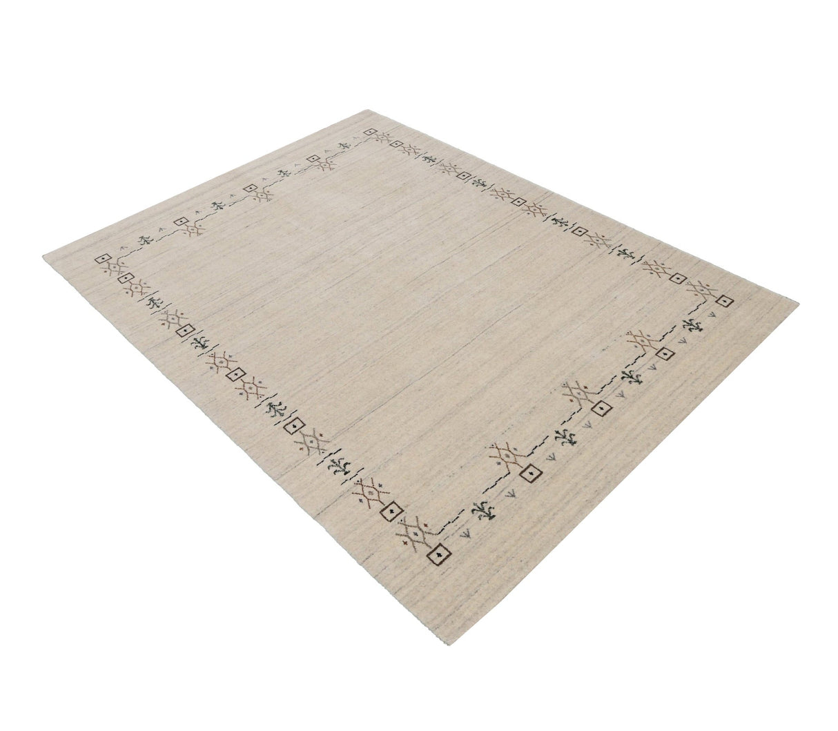 Beige Tribal Border Hand Loomed Wool Area Rug