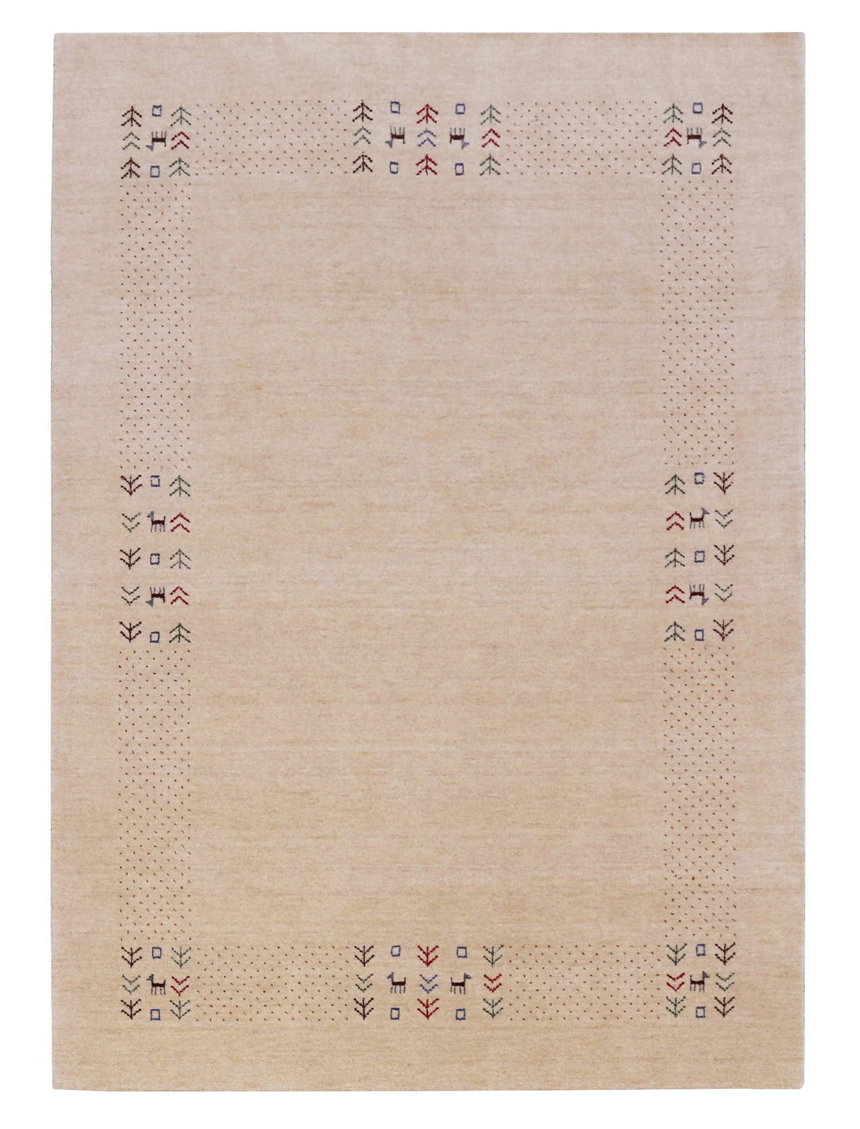 Beige Tribal Center Medallion Hand Loomed Wool Area Rug