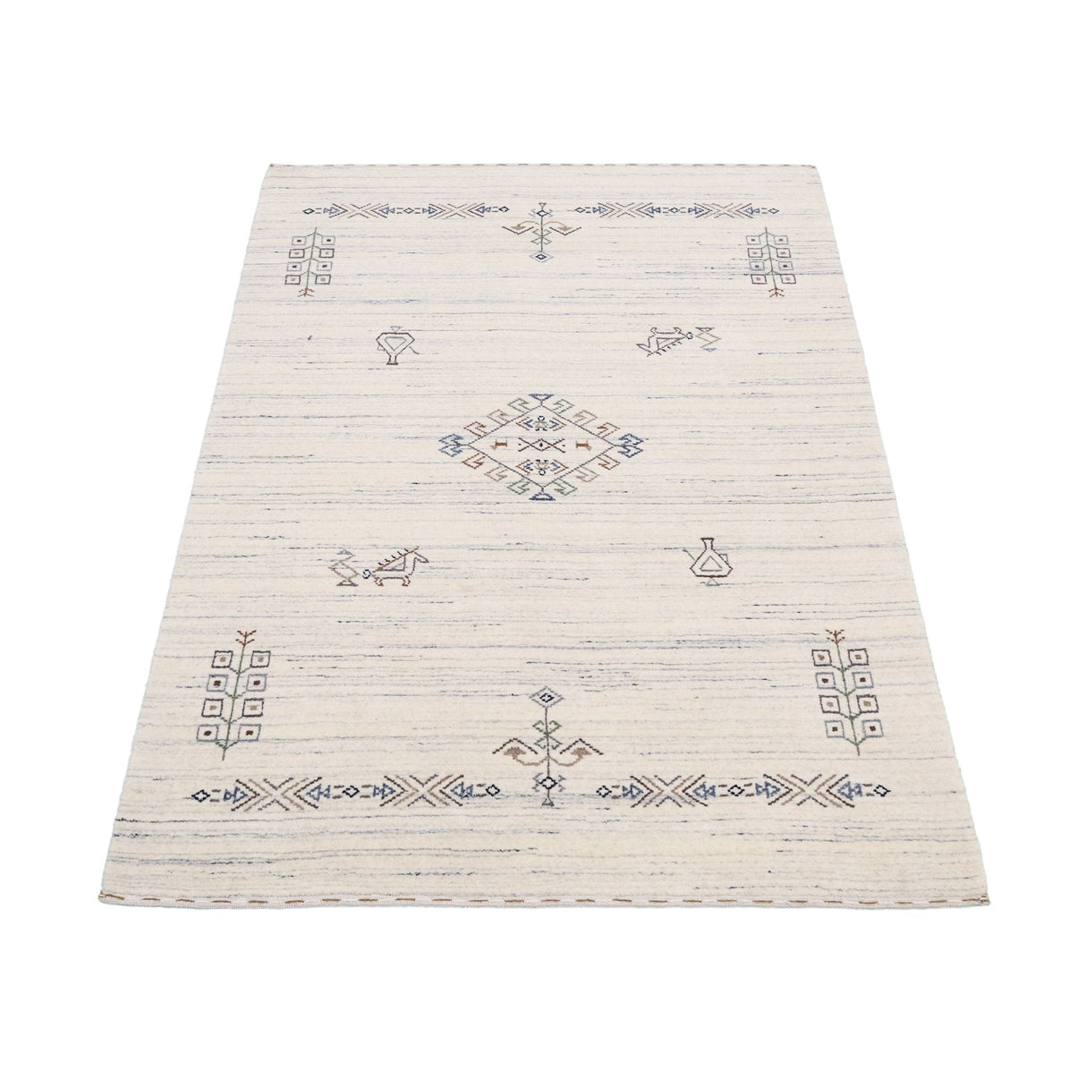Beige Tribal Center Medallion Hand Loomed Wool Rug