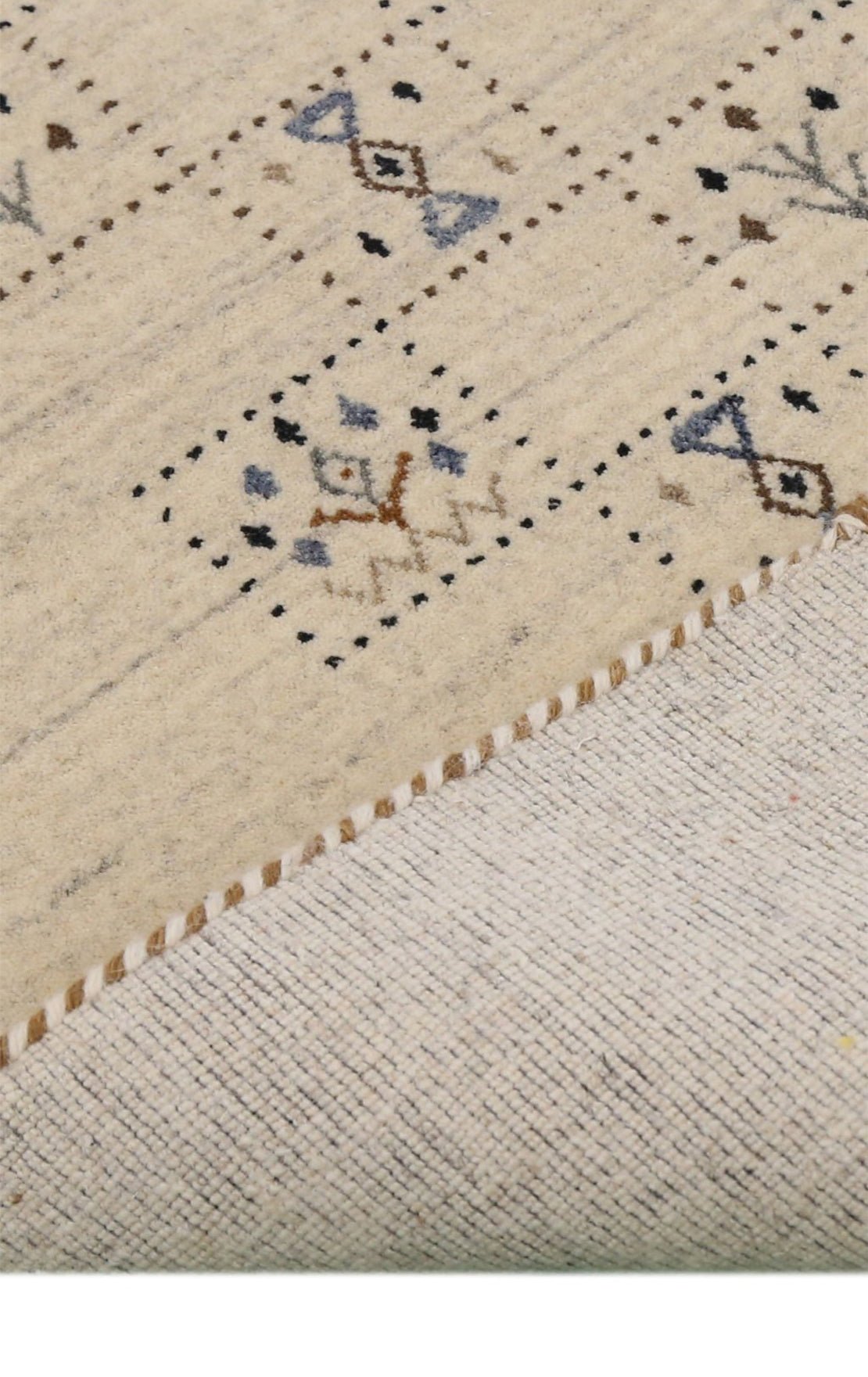 Beige Tribal Design Hand Loomed Wool Area Rug