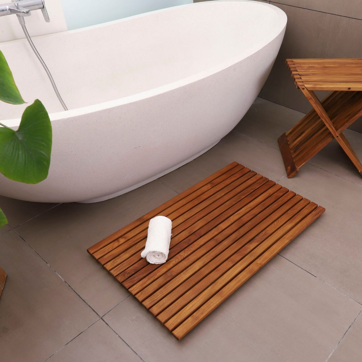 Bel Air Indoor or Outdoor Teak Shower and Bath Mat-Bath Mat-Parc Decor