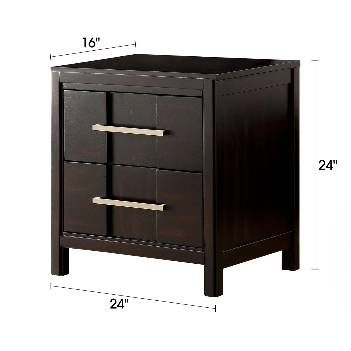 Berenice 23" Transitional Solid Wood 2-Drawer Nightstand-床头柜-Parc Decor