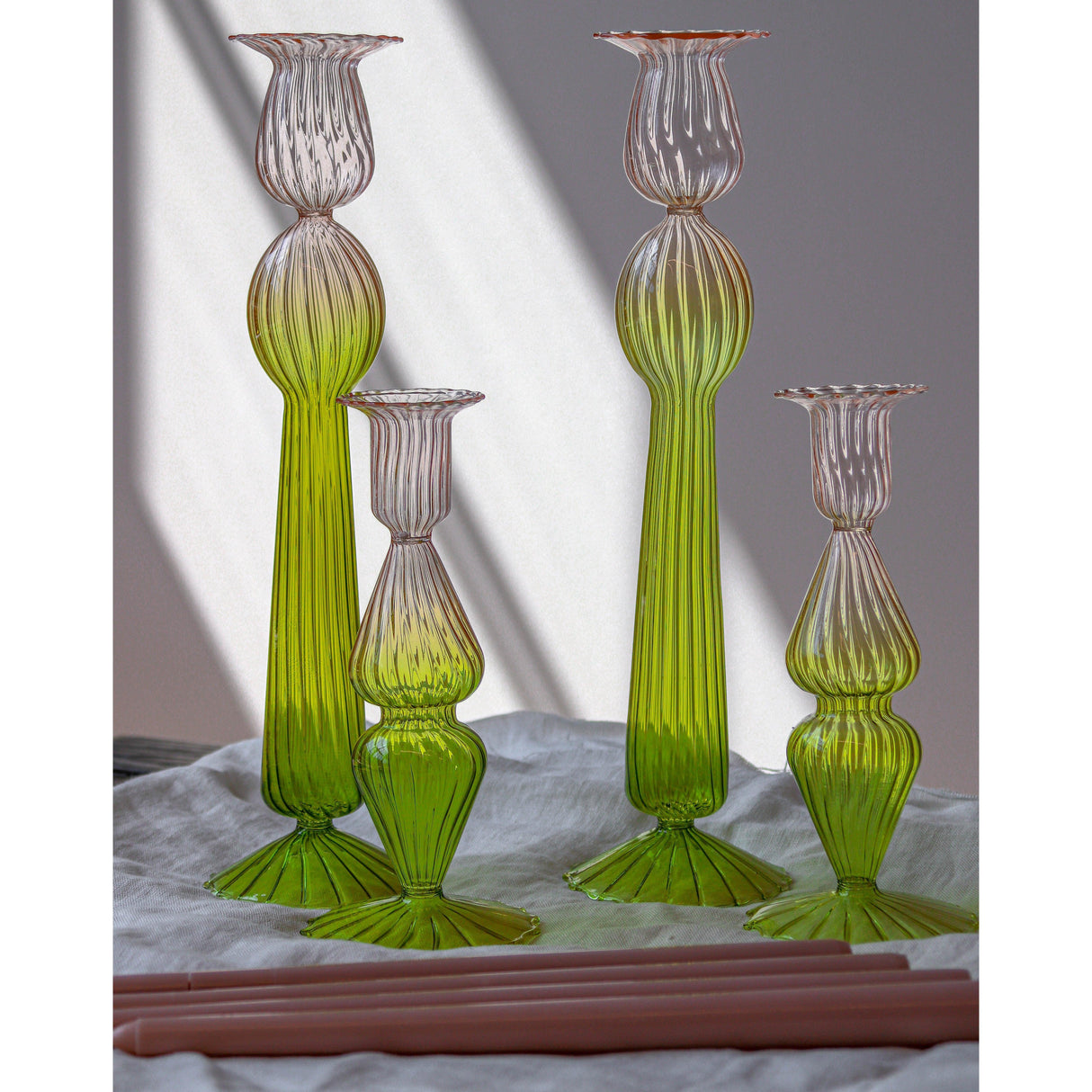Bergamot Met Rose Candle Holder - Set of 4-Candle Holder-Parc Decor