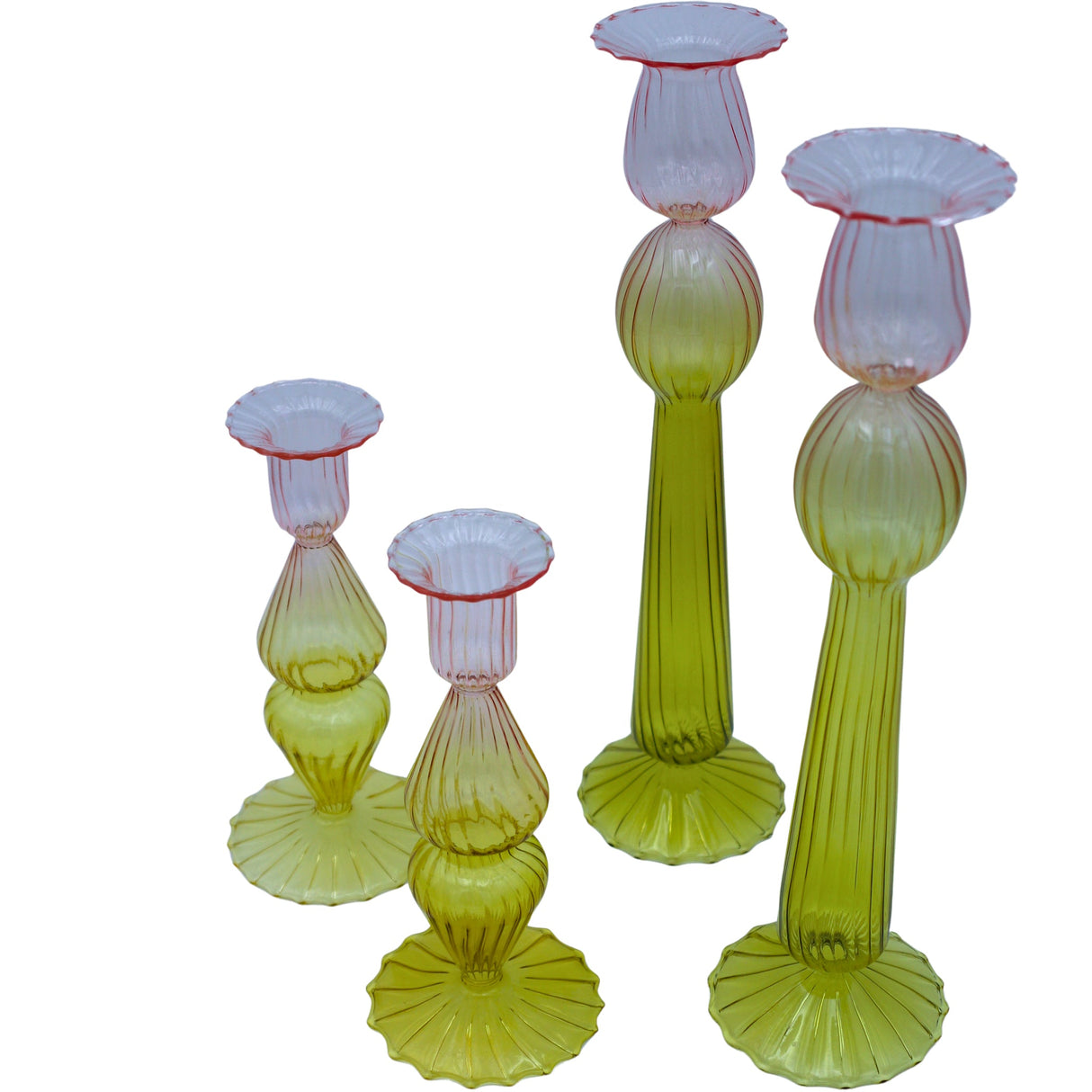 Bergamot Met Rose Candle Holder - Set of 4-Candle Holder-Parc Decor