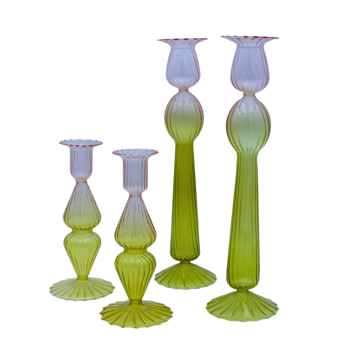 Bergamot Met Rose Candle Holder - Set of 4-Candle Holder-Parc Decor
