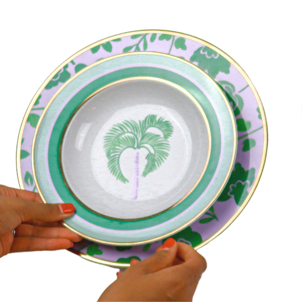 Bernadette Palm Soup Bowl - Set of 4 (+1 Bonus Bowl)-Soup Plate-Parc Decor