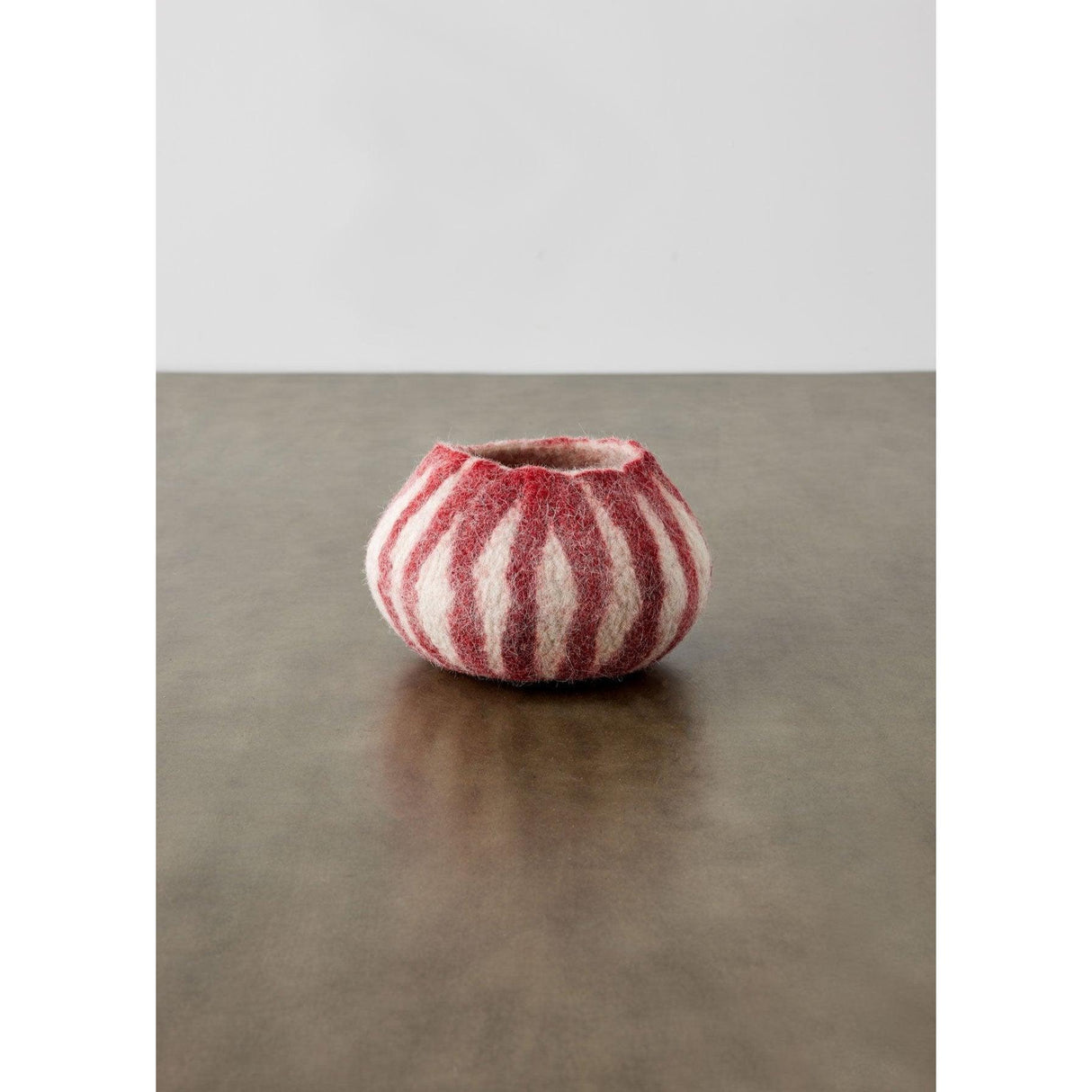 Berry Red Karakul Striped Wool Ukhamba Decorative Bowl
