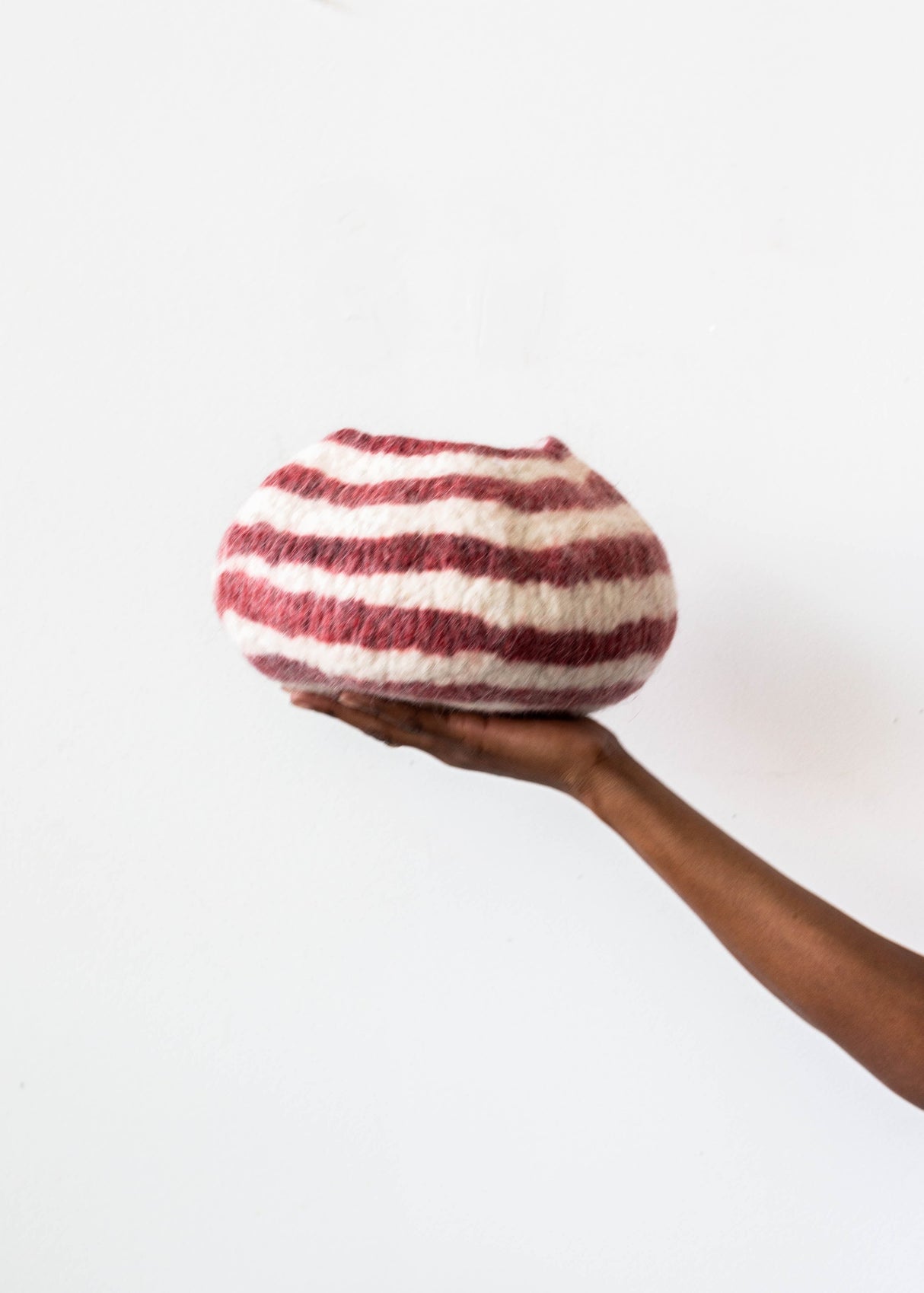 Berry Red Pathways Decorative Wool Ukhamba Bowl-Baskets & Vessels-Parc Decor