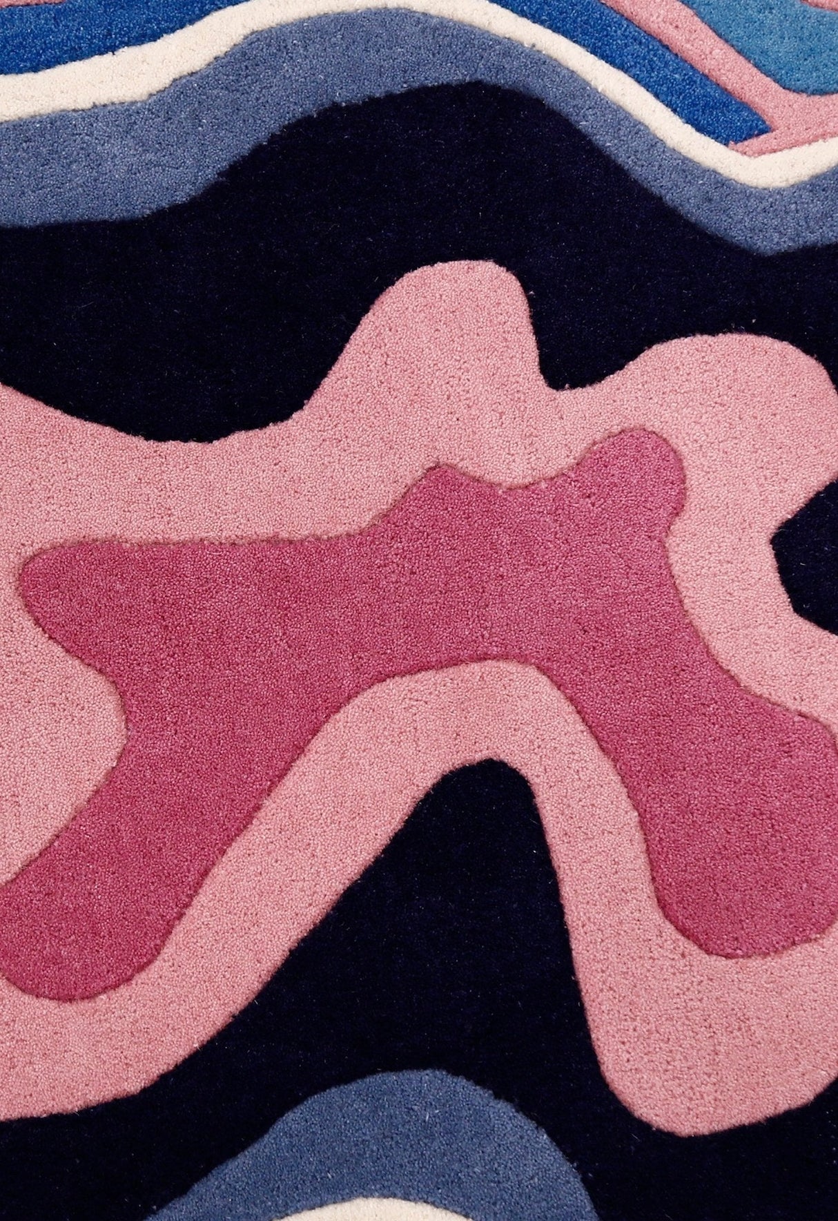 Berry Ripple Blue And Pink Hand Tufted 4x6 Wool Area Rug
