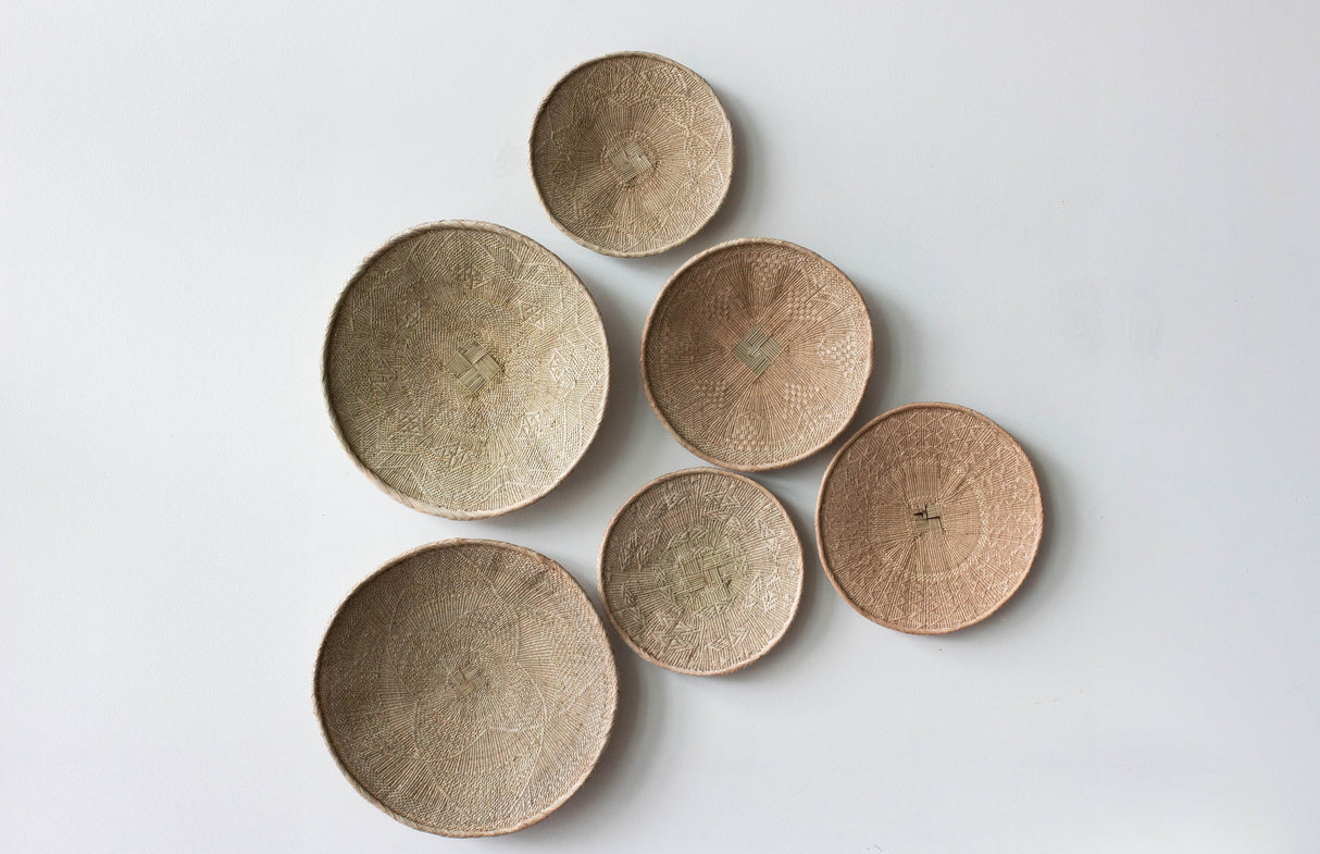 Binga Blonde Natural Woven Wall Basket-Wall Basket-Parc Decor