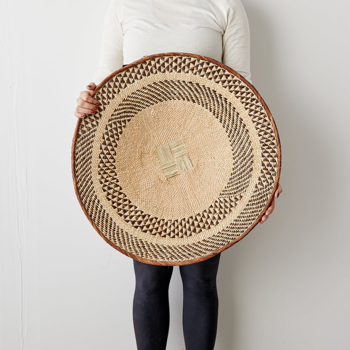 Binga Patterned Brown & Natural Wall Art-Wall Basket-Parc Decor