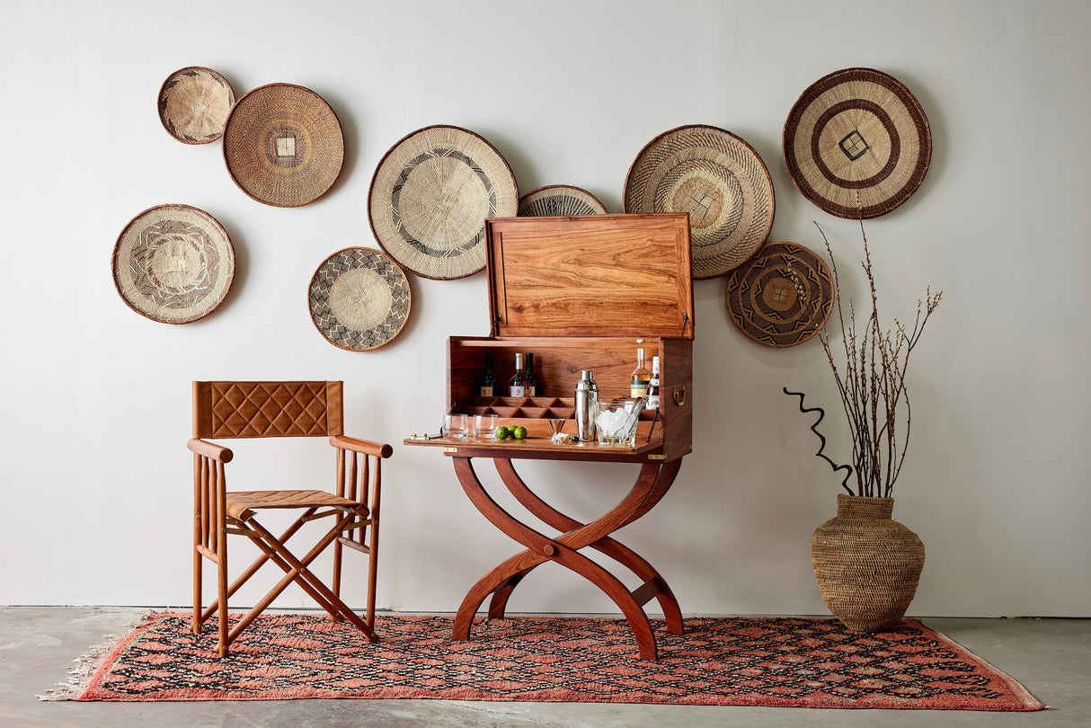 Binga Patterned Brown & Natural Wall Art-Wall Basket-Parc Decor