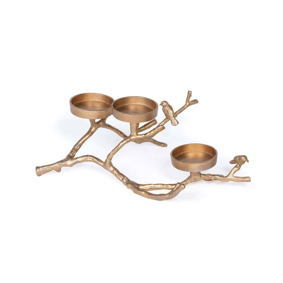 Bird Branch Candle Holder Centerpiece in Soft Gold-Candelabra-Parc Decor