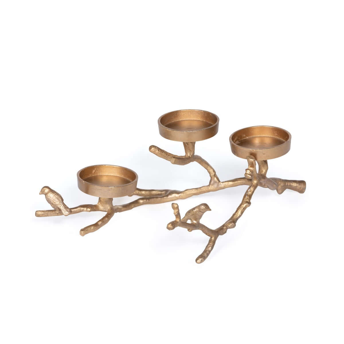 Bird Branch Candle Holder Centerpiece in Soft Gold-Candelabra-Parc Decor