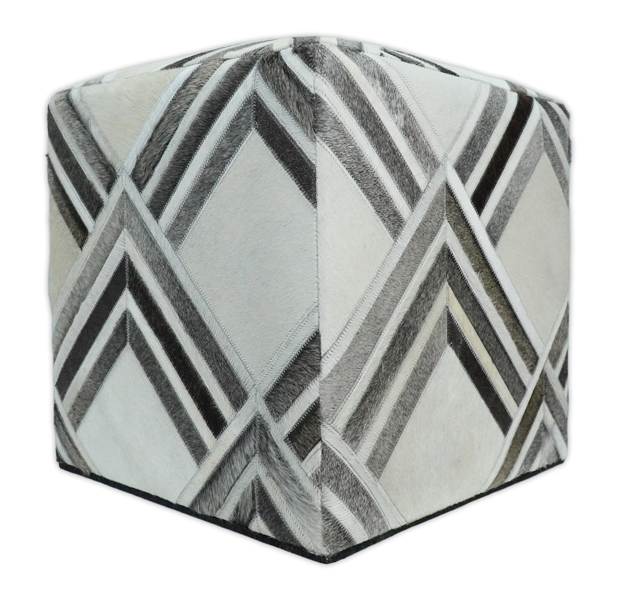 Black and White Luxury Genuine Leather Pouf Ottoman, Footstool, Side table, Seat , Foot Rest, Living Room, Bedroom | TRD284-Pouf-Parc Decor