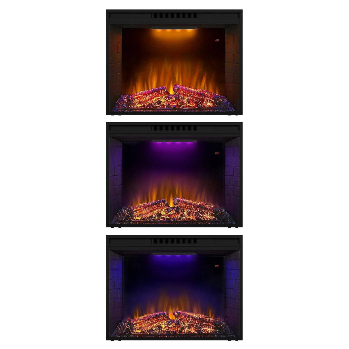Black Electric Fireplace Heater Insert with Overheating Protection and Remote Control